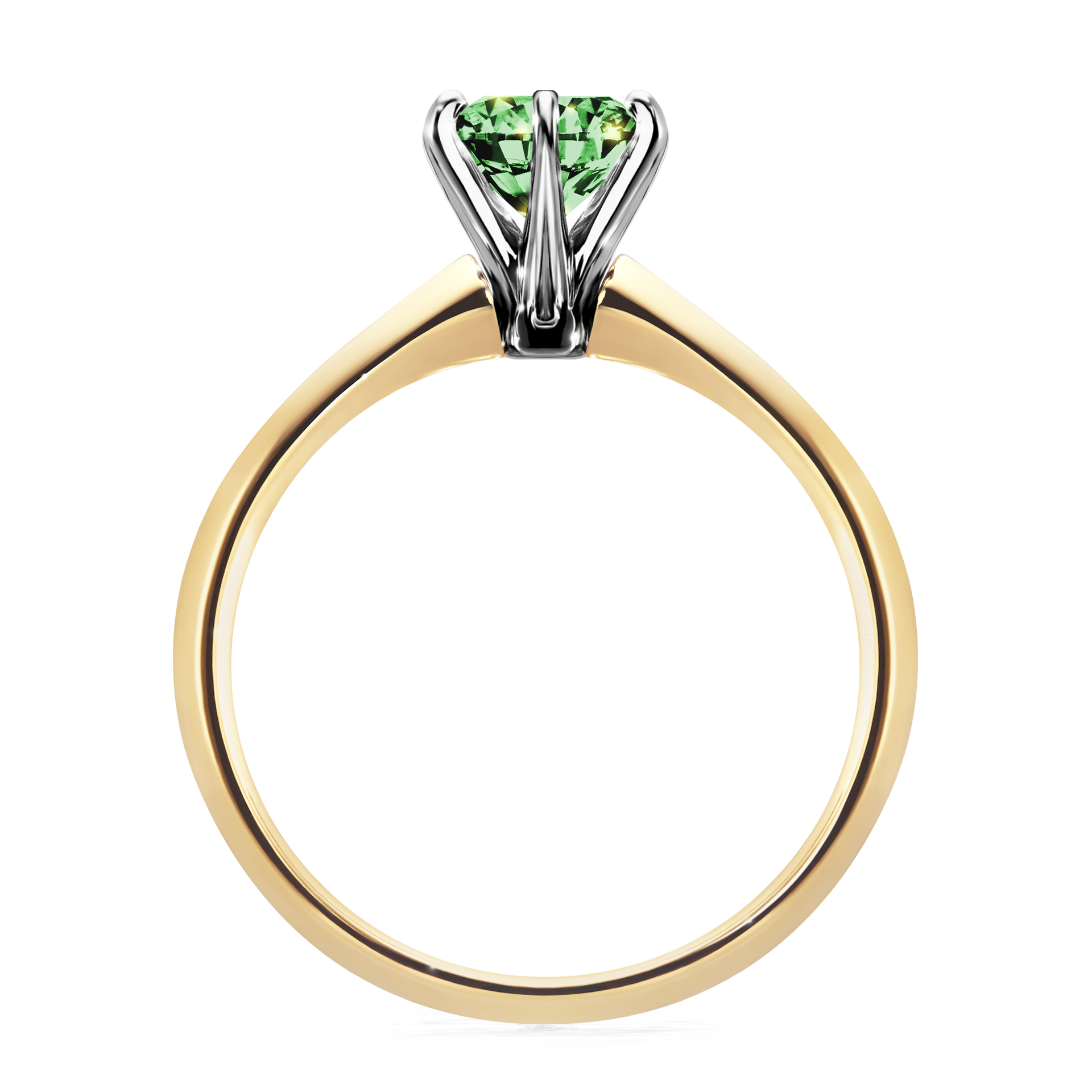 Pierścionek zaręczynowy My Queen z żółtego złota z ciemnym zielonym diamentem 1,00CT