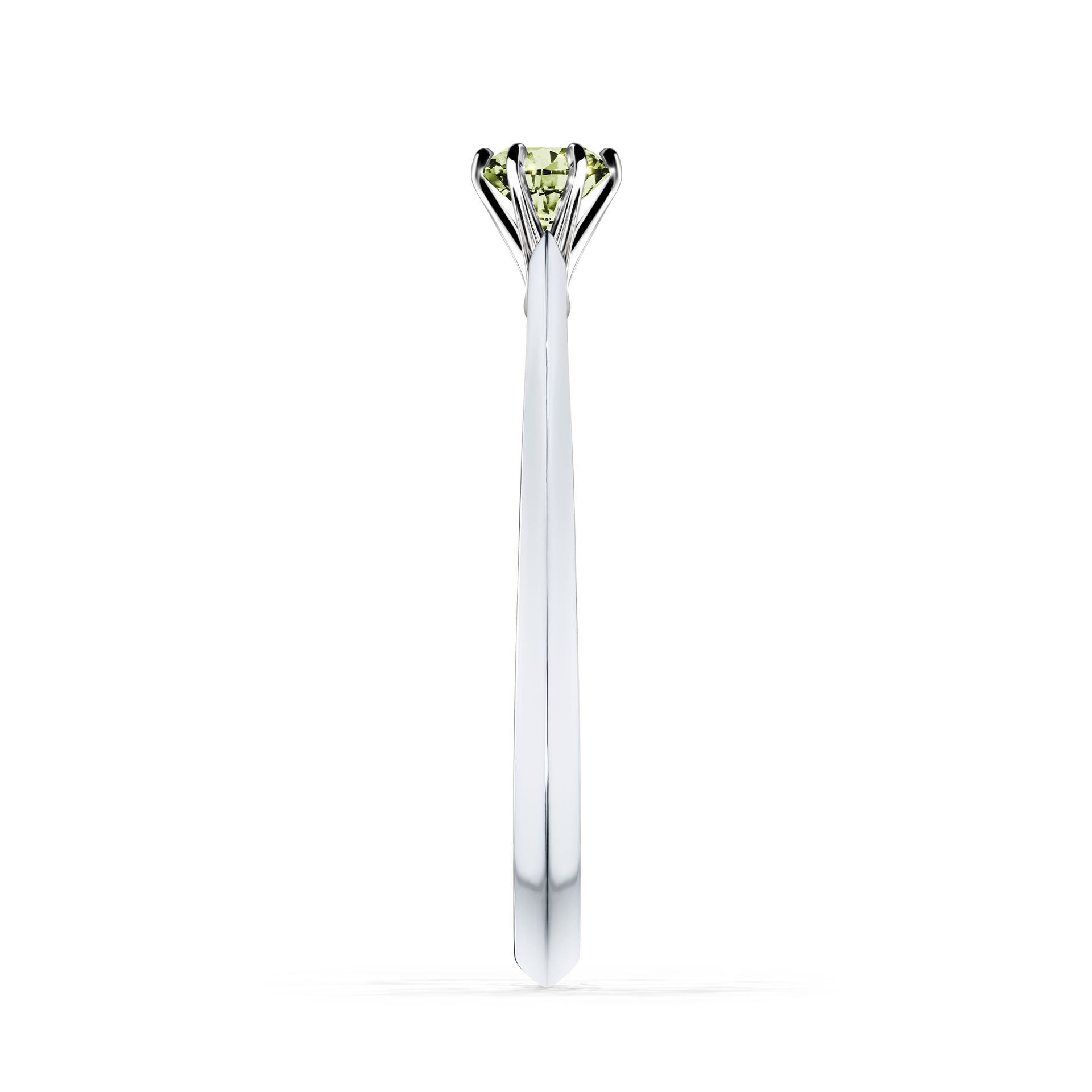 Pierścionek zaręczynowy My Queen z białego złota z jasnym zielonym diamentem 0,17CT