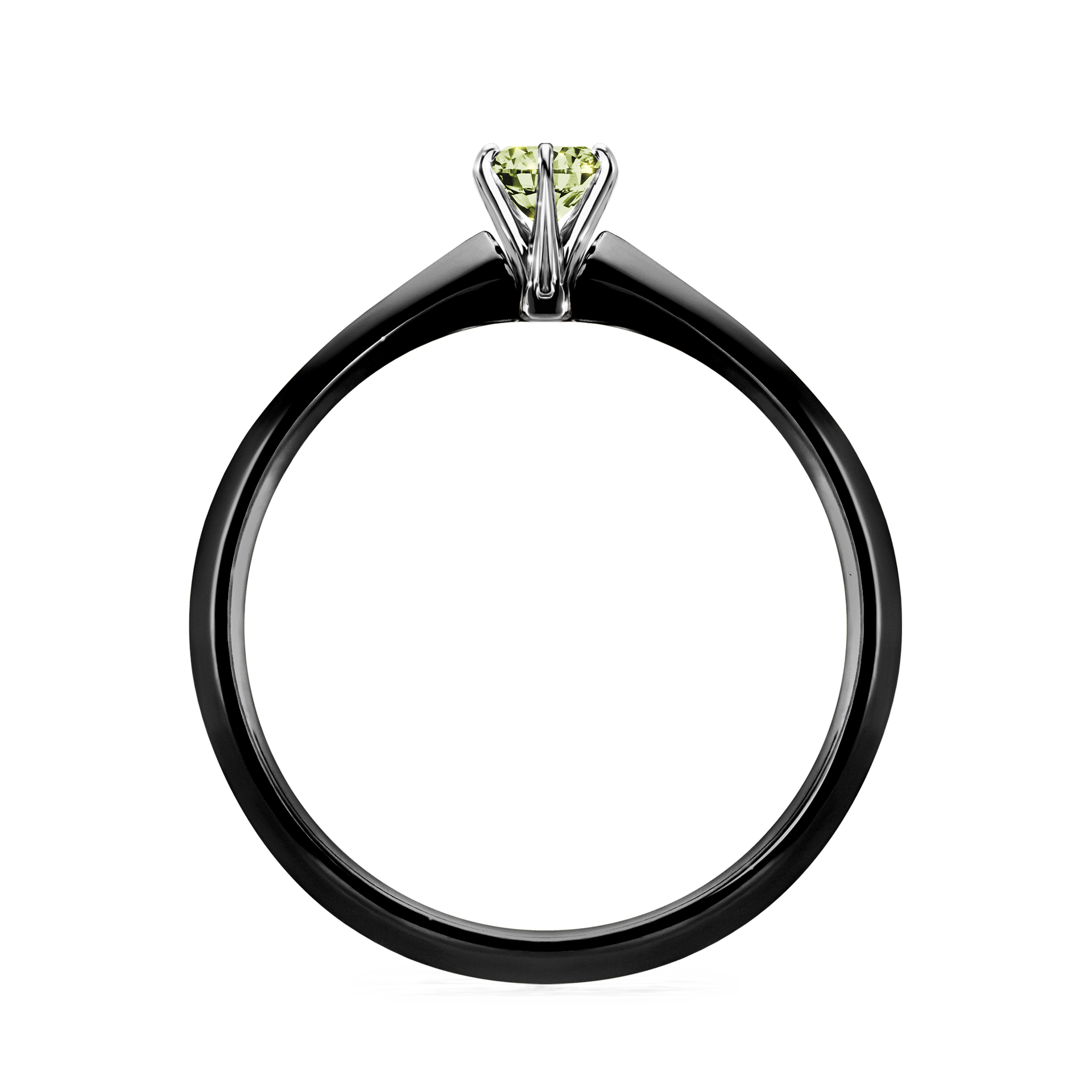 Pierścionek zaręczynowy My Queen z czarnego złota z jasnym zielonym diamentem 0,17CT