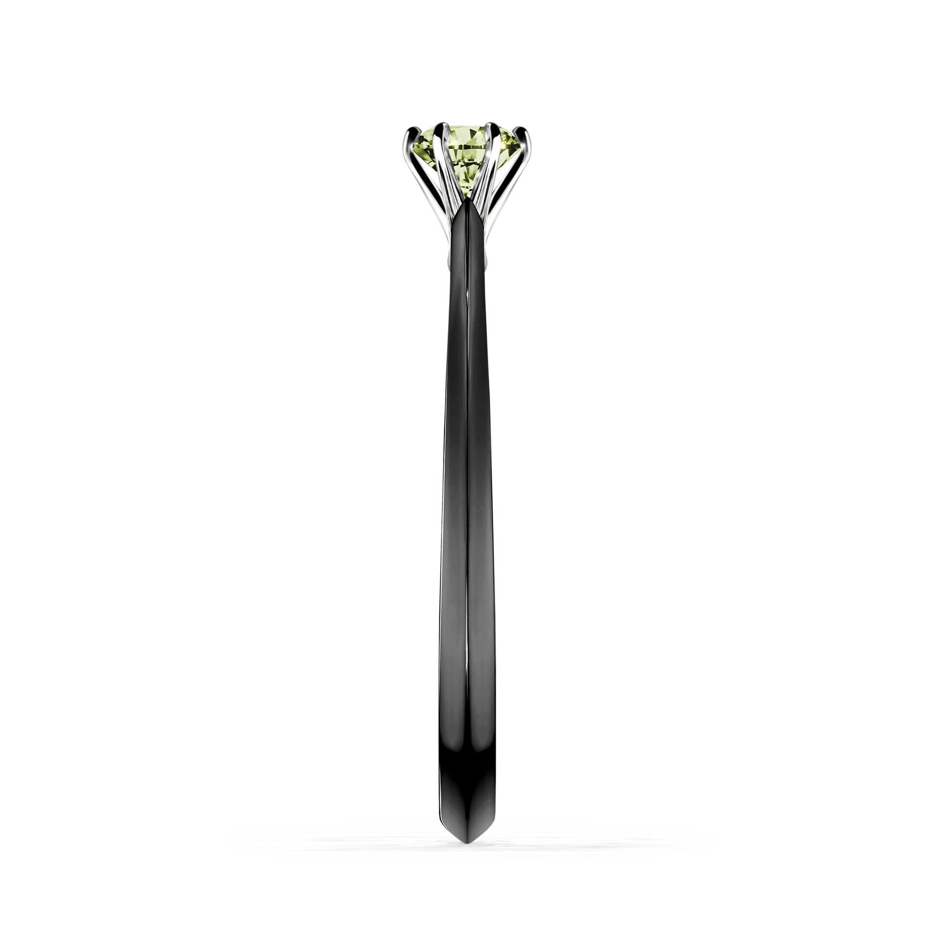 Pierścionek zaręczynowy My Queen z czarnego złota z jasnym zielonym diamentem 0,17CT