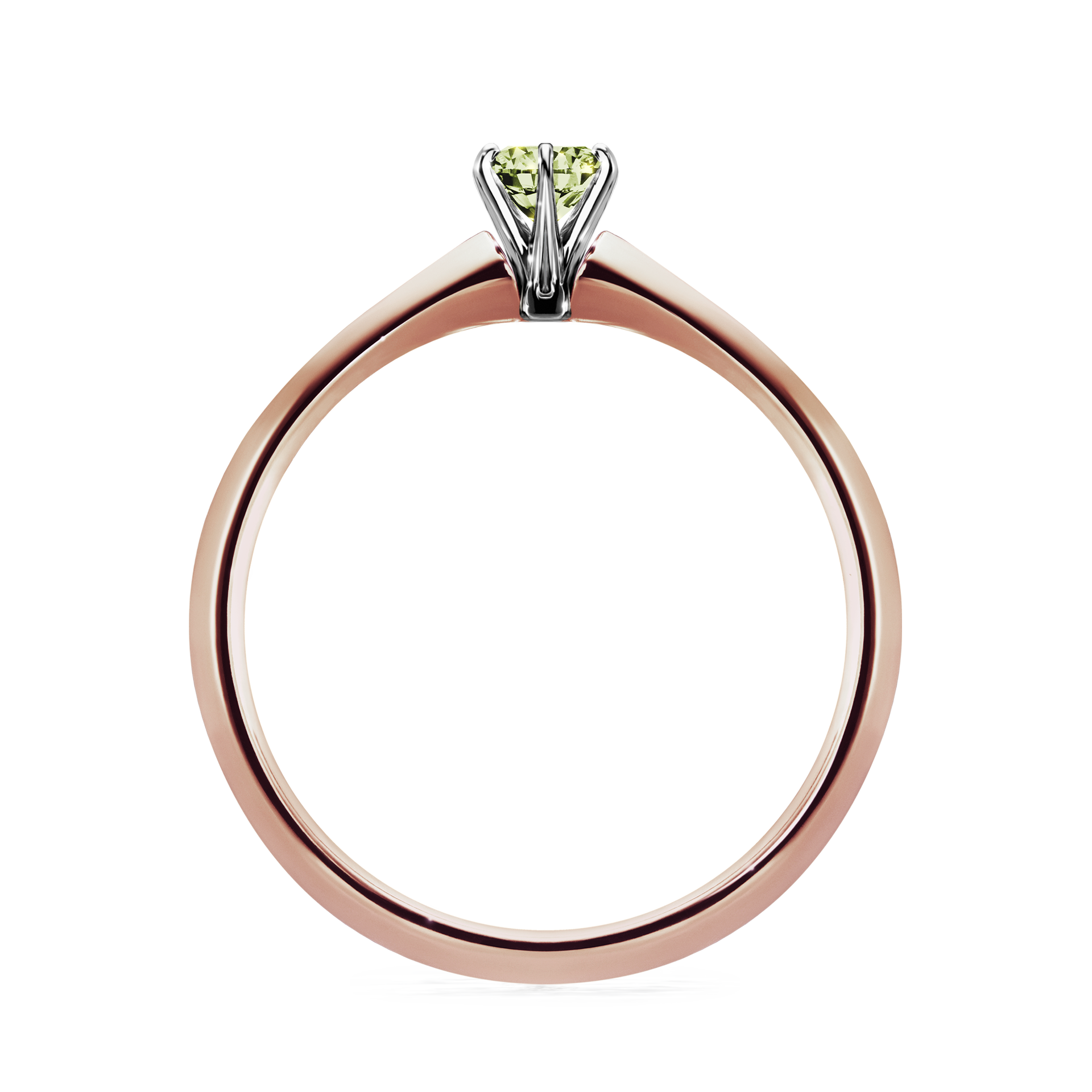 Pierścionek zaręczynowy My Queen z różowego złota z jasnym zielonym diamentem 0,17CT