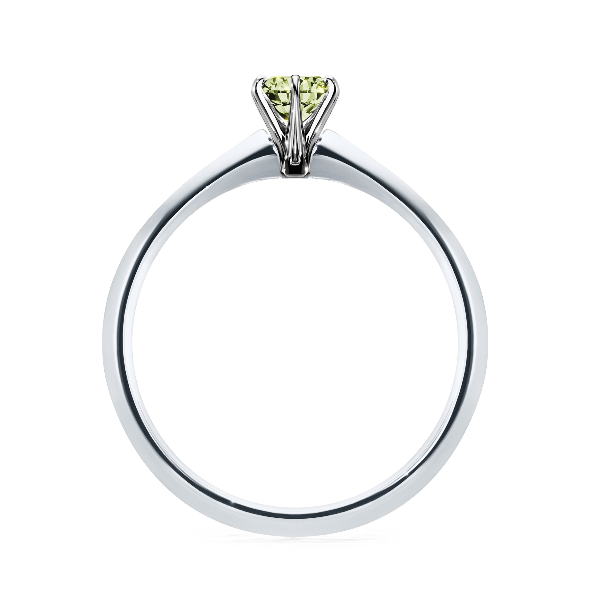 Pierścionek zaręczynowy My Queen z białego złota z jasnym zielonym diamentem 0,25CT