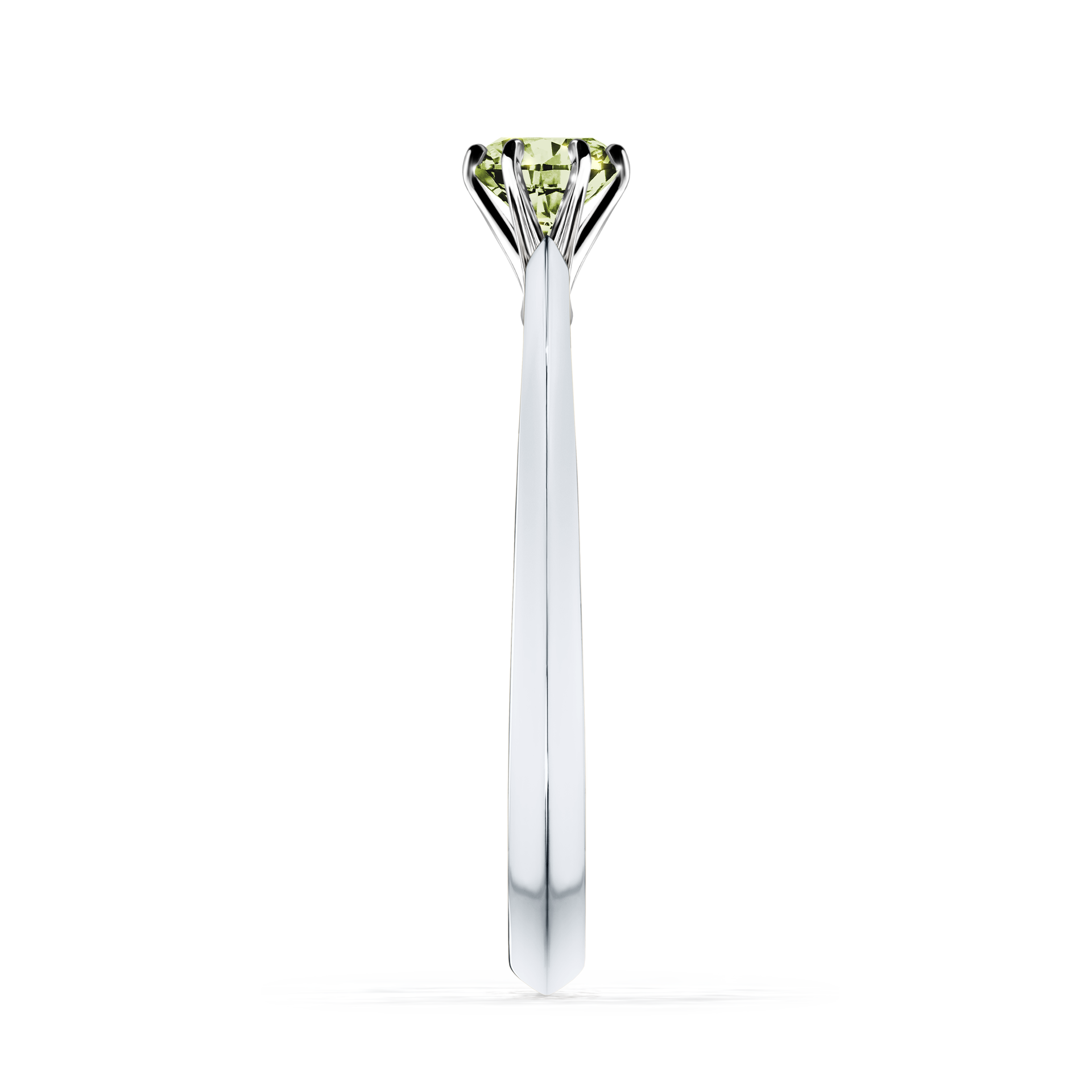 Pierścionek zaręczynowy My Queen z białego złota z jasnym zielonym diamentem 0,25CT