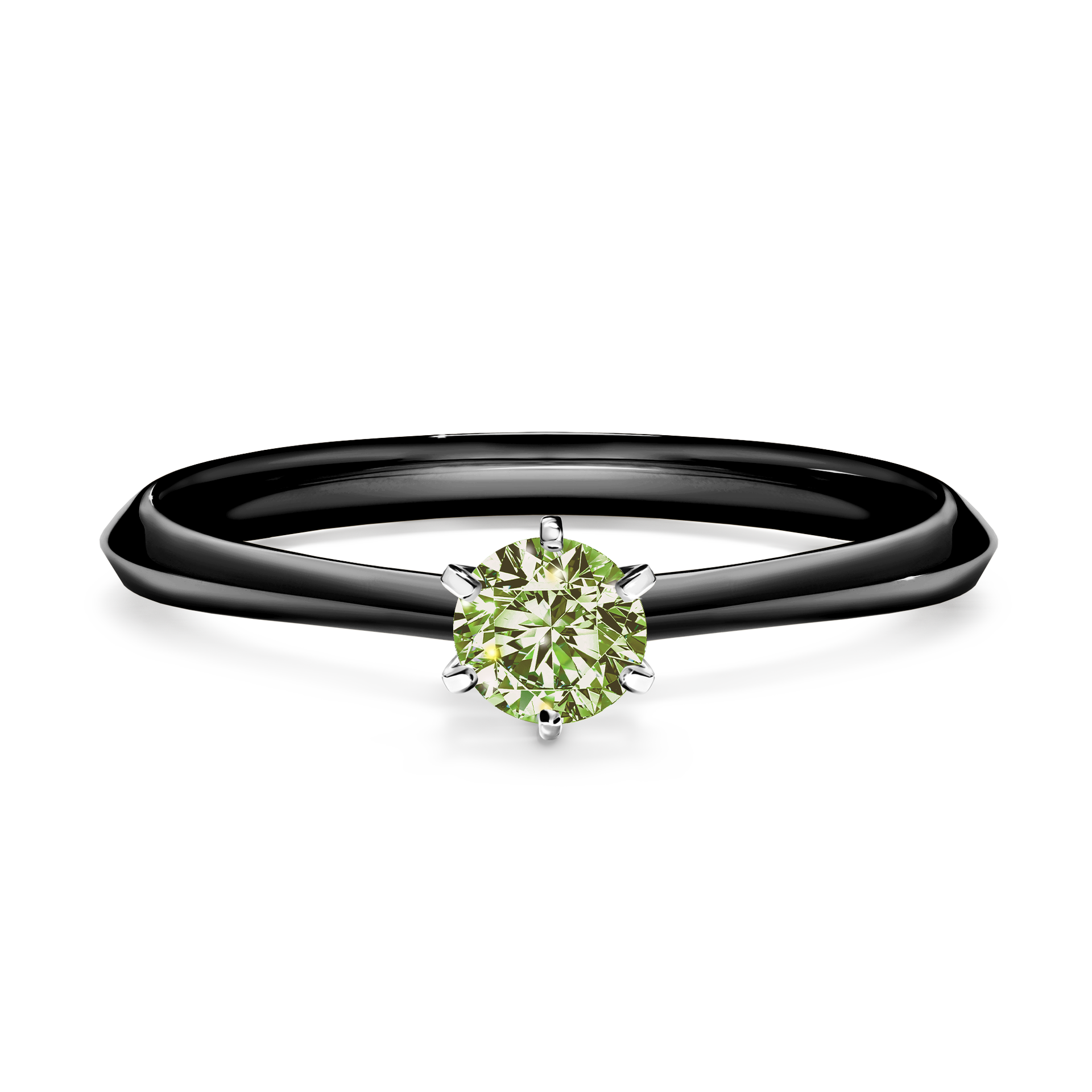 Pierścionek zaręczynowy My Queen z czarnego złota z jasnym zielonym diamentem 0,25CT