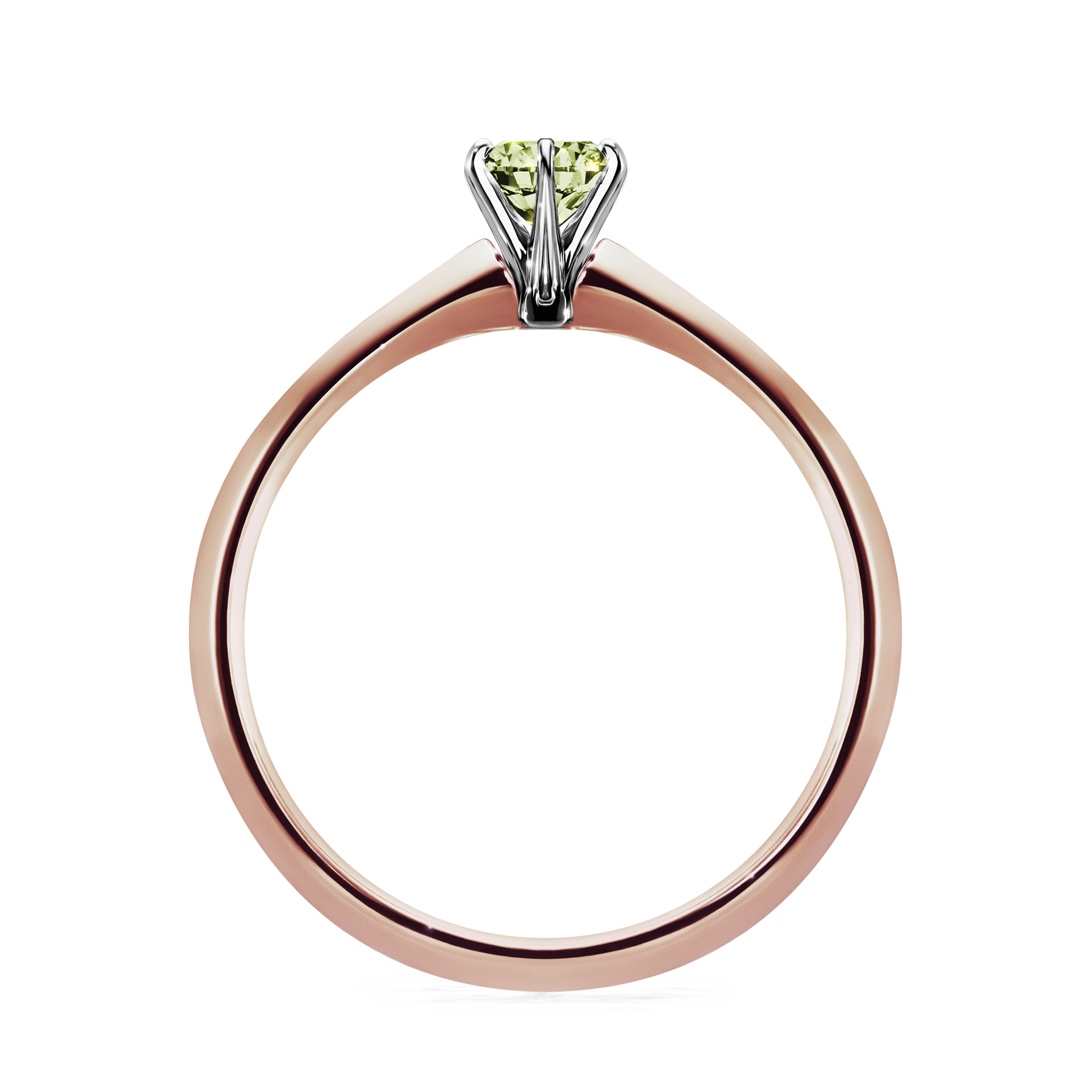 Pierścionek zaręczynowy My Queen z różowego złota z jasnym zielonym diamentem 0,25CT