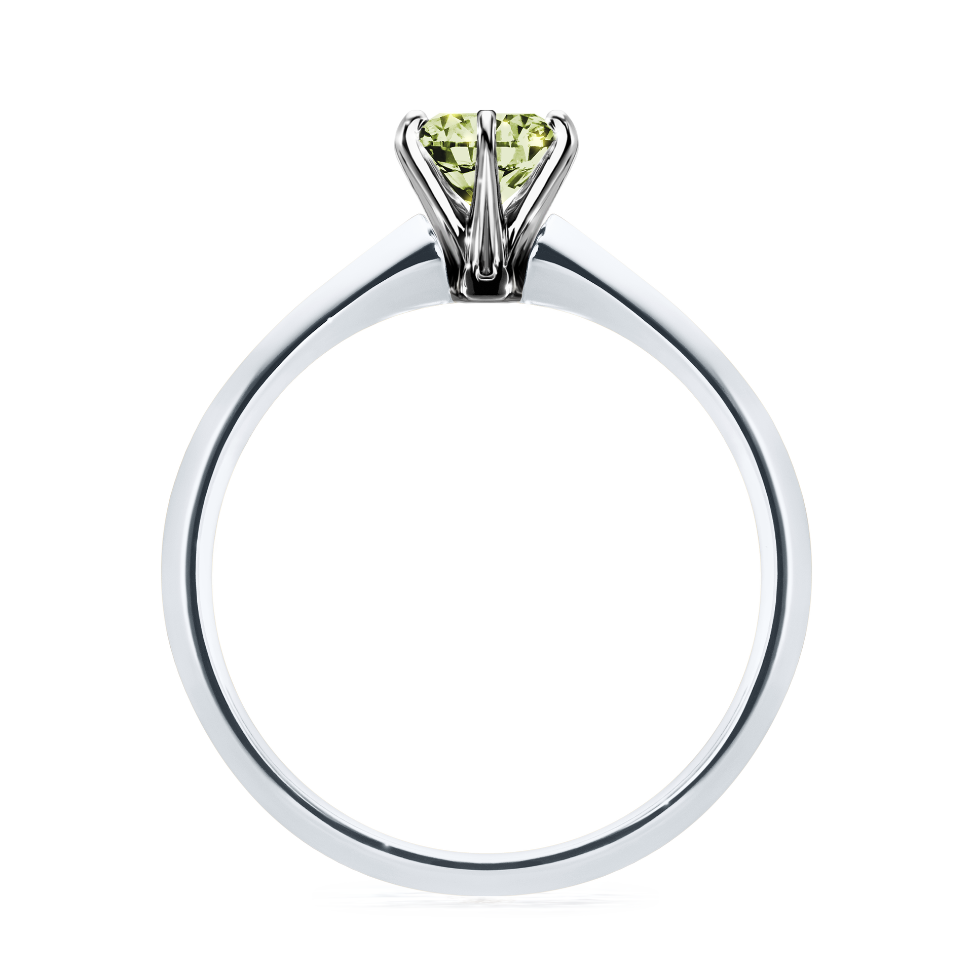 Pierścionek zaręczynowy My Queen z białego złota z jasnym zielonym diamentem 0,50CT