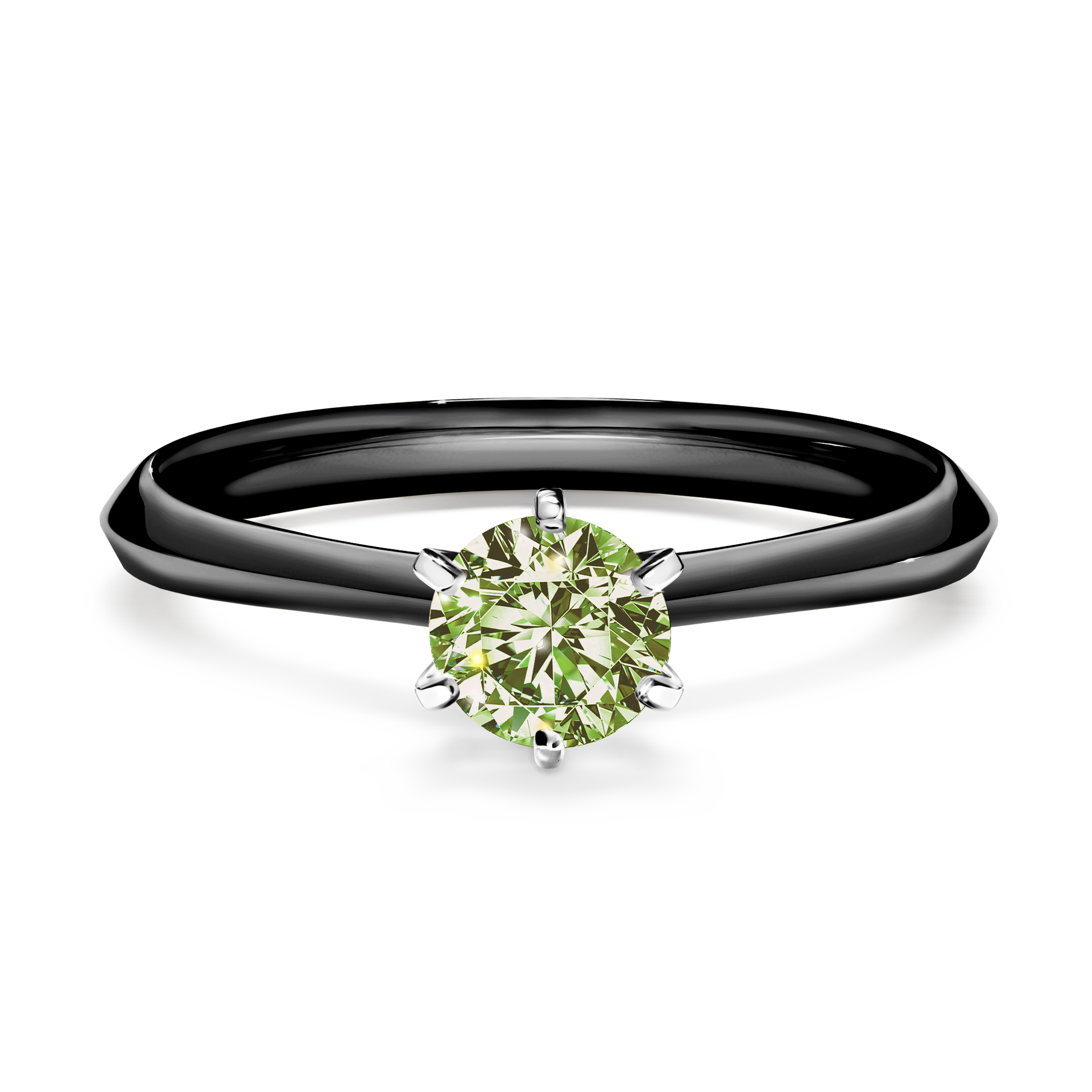 Pierścionek zaręczynowy My Queen z czarnego złota z jasnym zielonym diamentem 0,50CT
