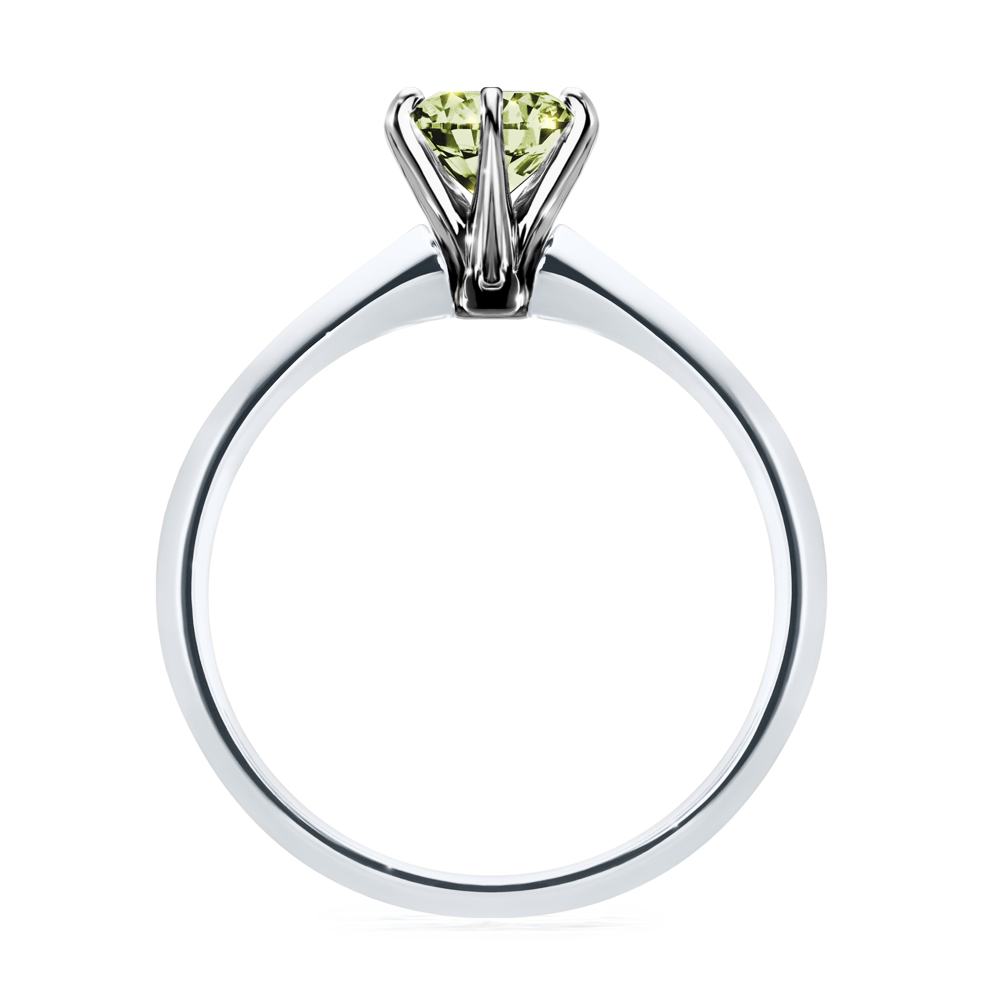 Pierścionek zaręczynowy My Queen z białego złota z jasnym zielonym diamentem 0,80CT