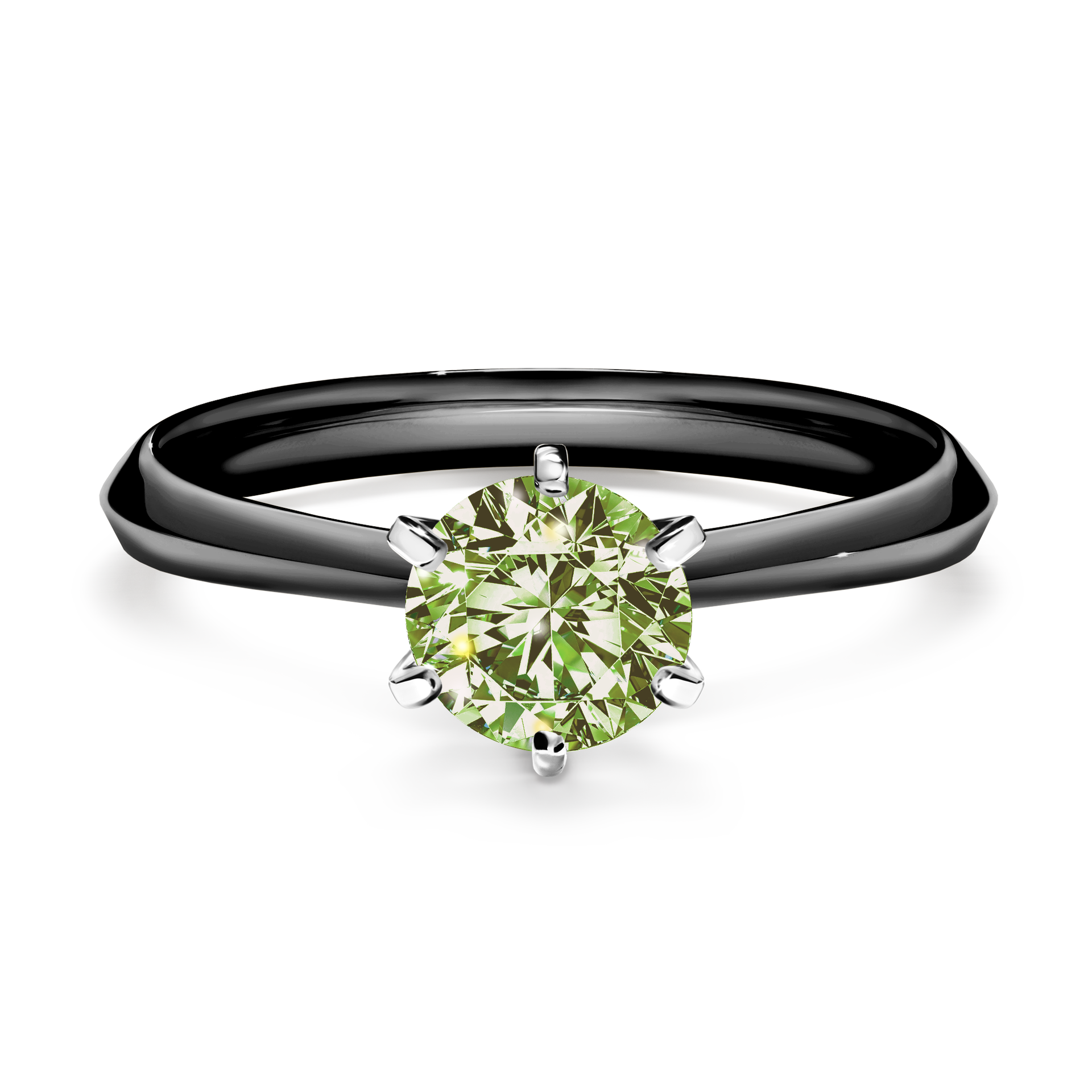 Pierścionek zaręczynowy My Queen z czarnego złota z jasnym zielonym diamentem 0,80CT