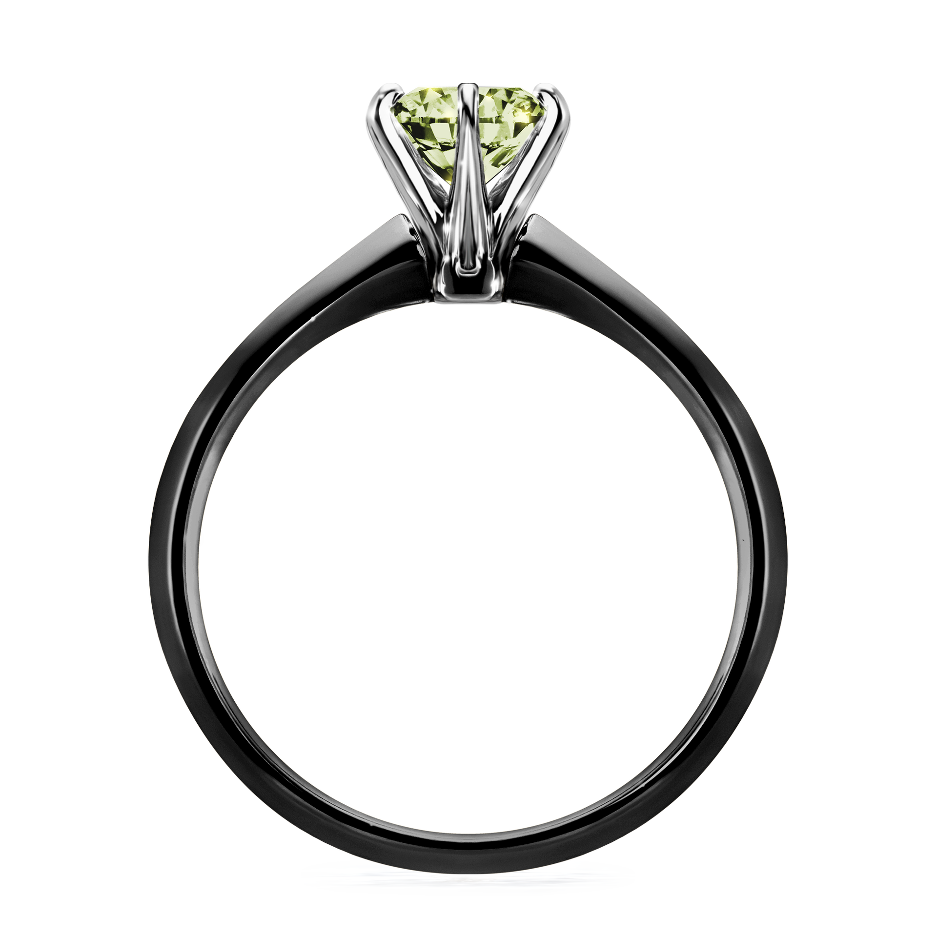 Pierścionek zaręczynowy My Queen z czarnego złota z jasnym zielonym diamentem 0,80CT