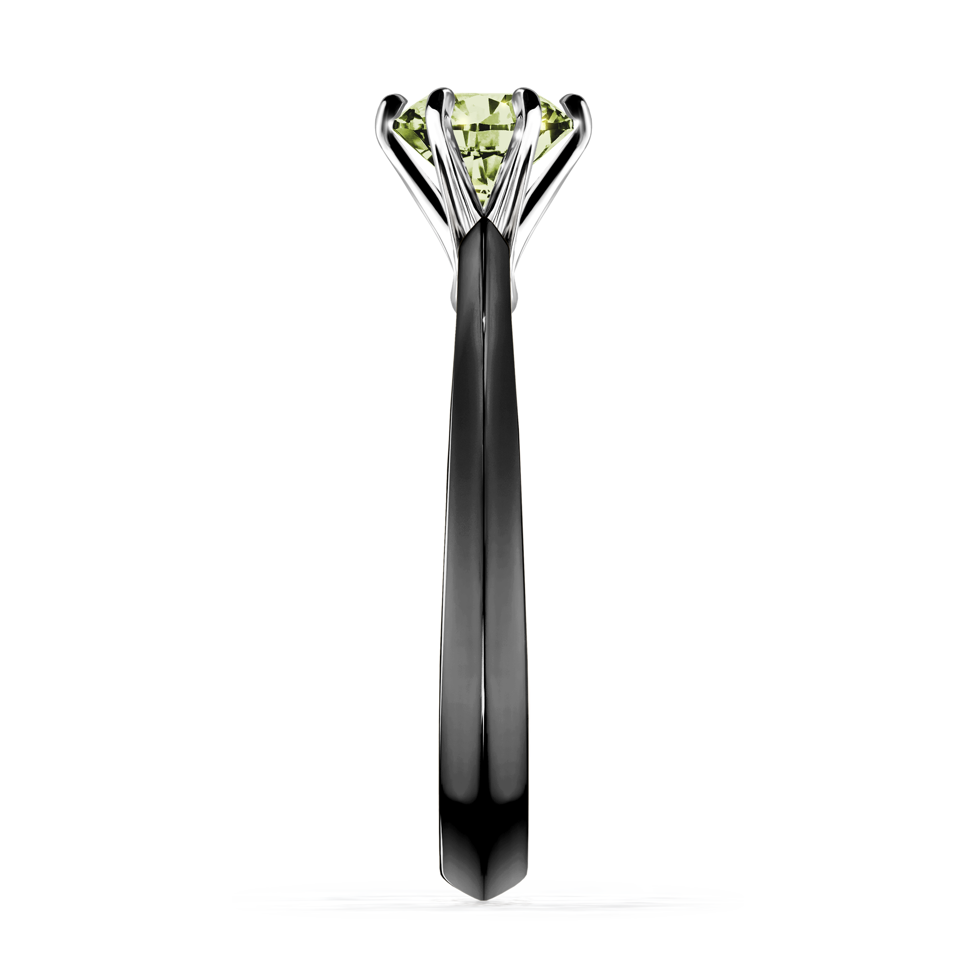 Pierścionek zaręczynowy My Queen z czarnego złota z jasnym zielonym diamentem 0,80CT