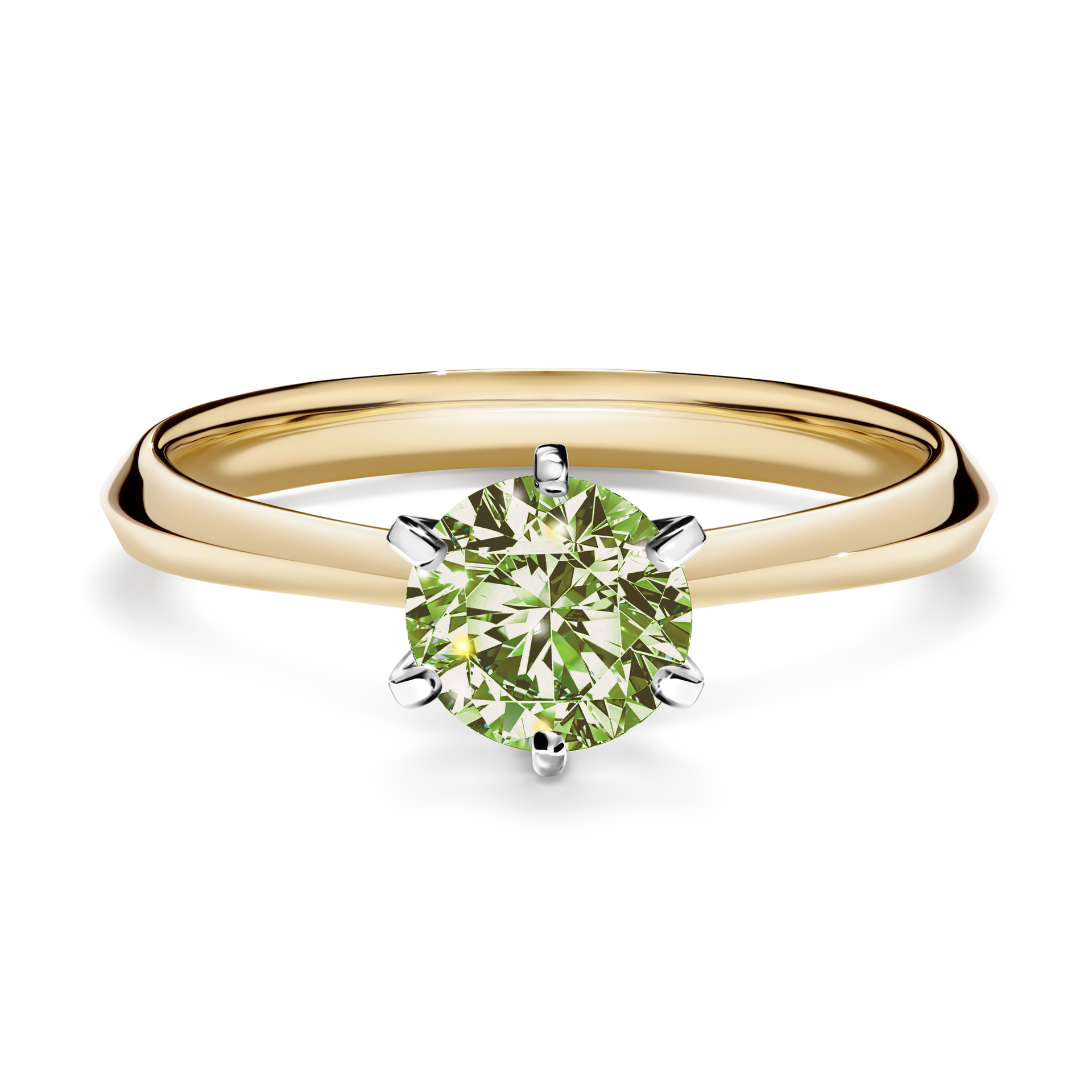 Pierścionek zaręczynowy My Queen z żółtego złota z jasnym zielonym diamentem 0,80CT