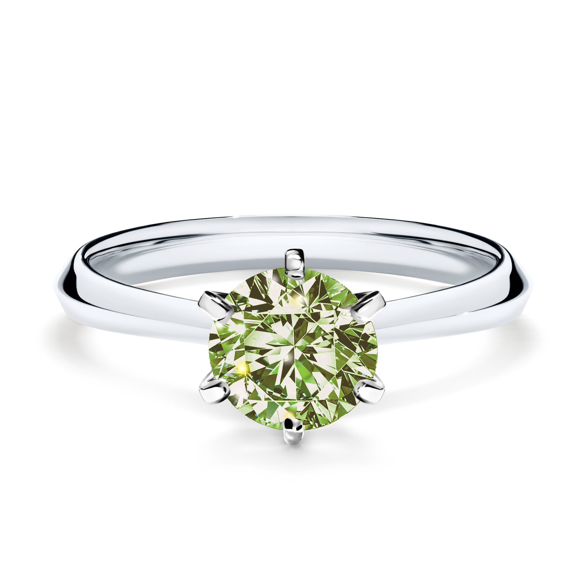 Pierścionek zaręczynowy My Queen z białego złota z jasnym zielonym diamentem 1,00CT