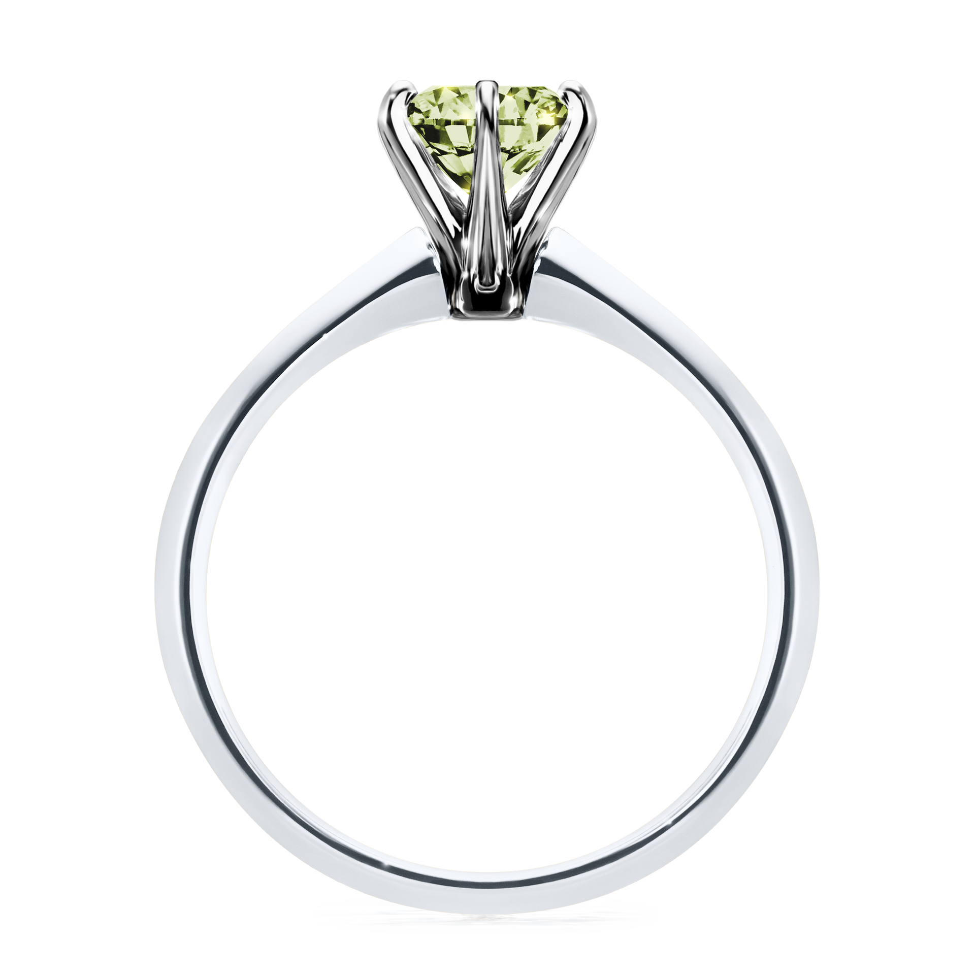 Pierścionek zaręczynowy My Queen z białego złota z jasnym zielonym diamentem 1,00CT