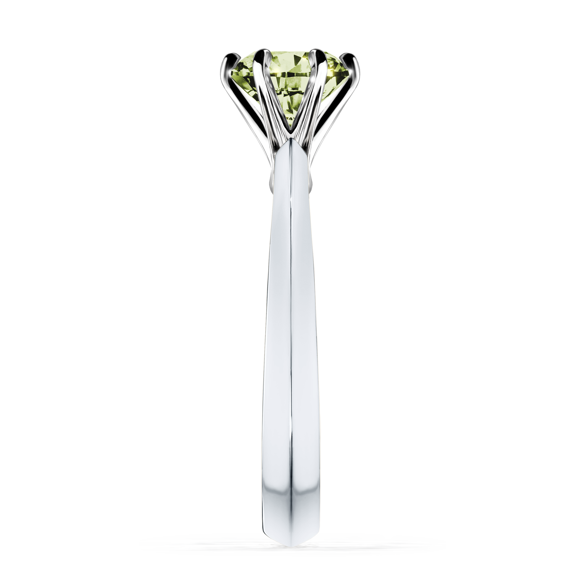 Pierścionek zaręczynowy My Queen z białego złota z jasnym zielonym diamentem 1,00CT