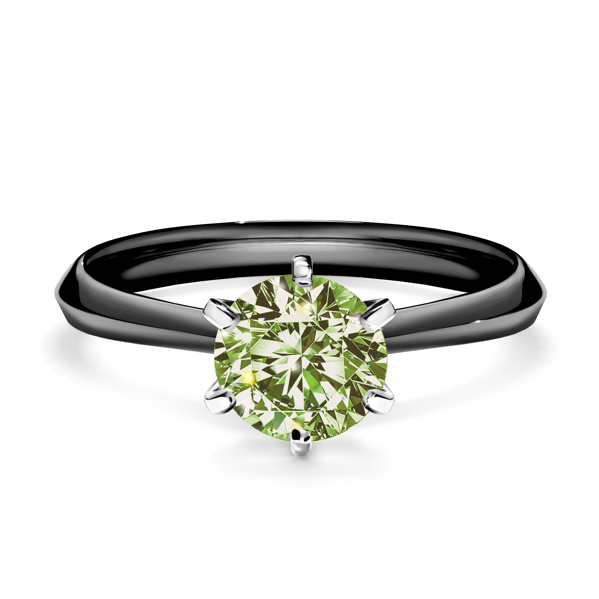 Pierścionek zaręczynowy My Queen z czarnego złota z jasnym zielonym diamentem 1,00CT