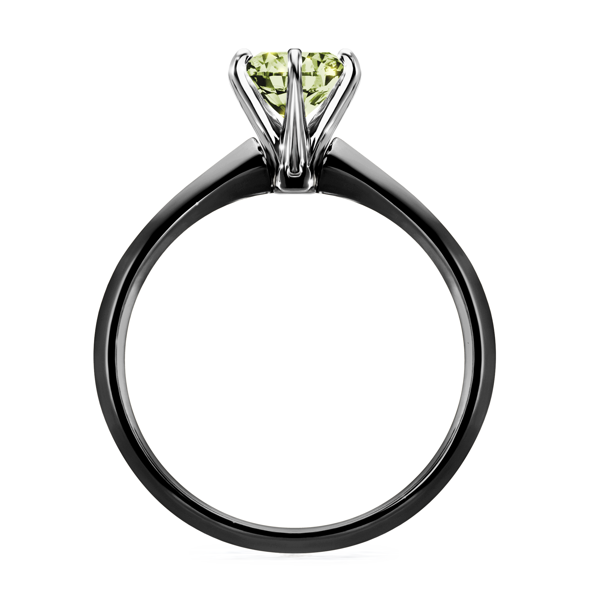 Pierścionek zaręczynowy My Queen z czarnego złota z jasnym zielonym diamentem 1,00CT