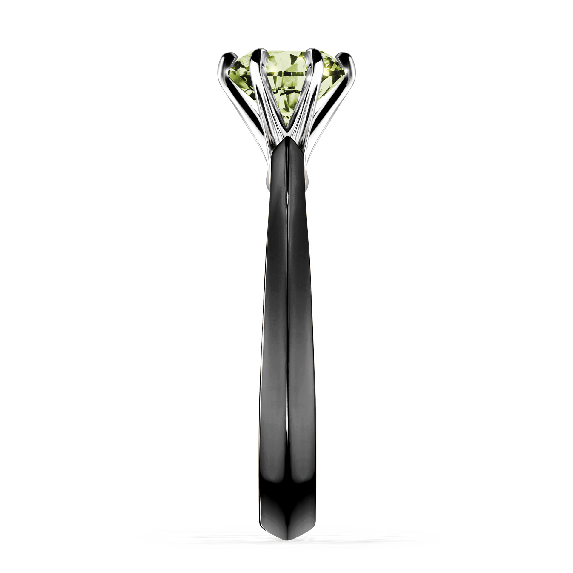 Pierścionek zaręczynowy My Queen z czarnego złota z jasnym zielonym diamentem 1,00CT