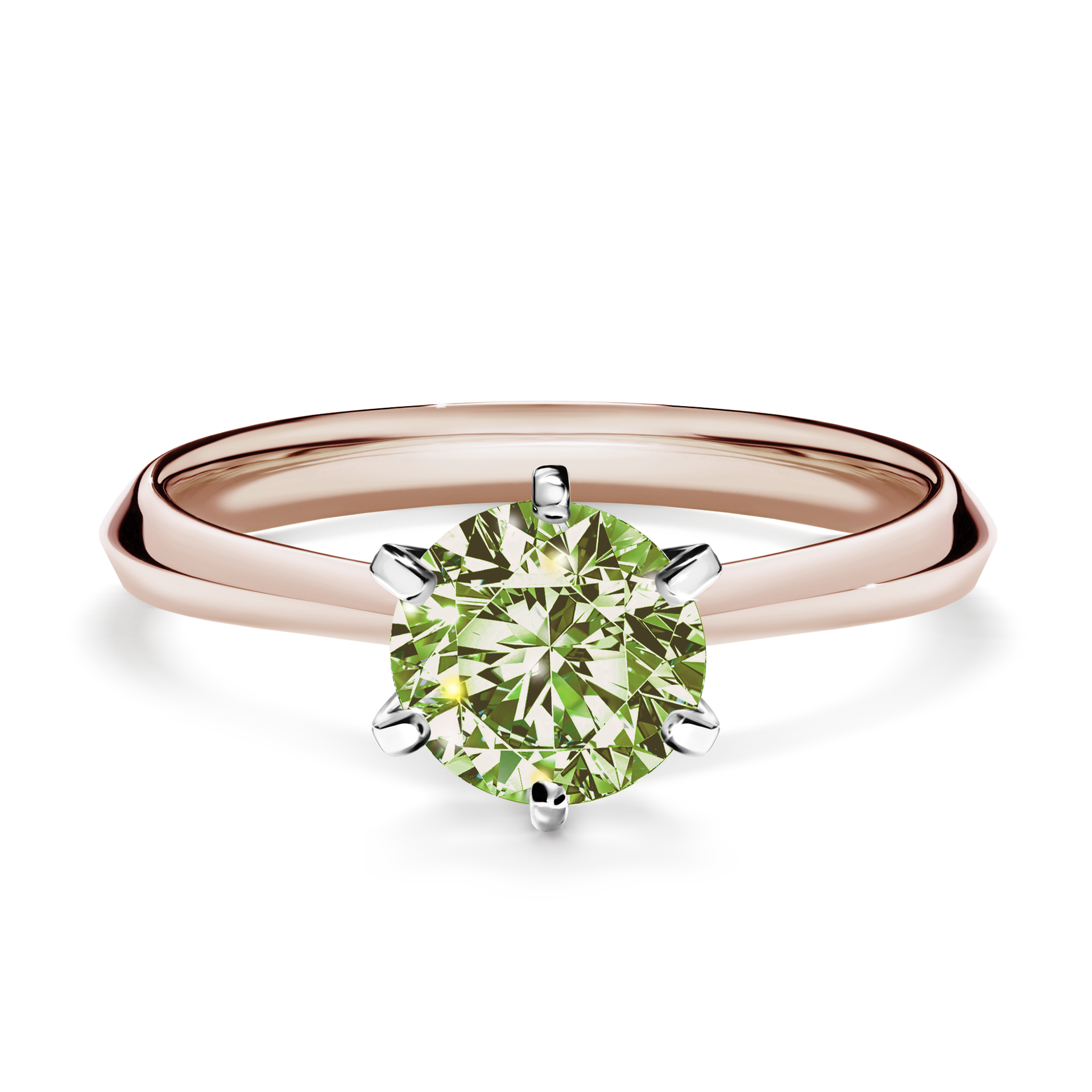 Pierścionek zaręczynowy My Queen z różowego złota z jasnym zielonym diamentem 1,00CT