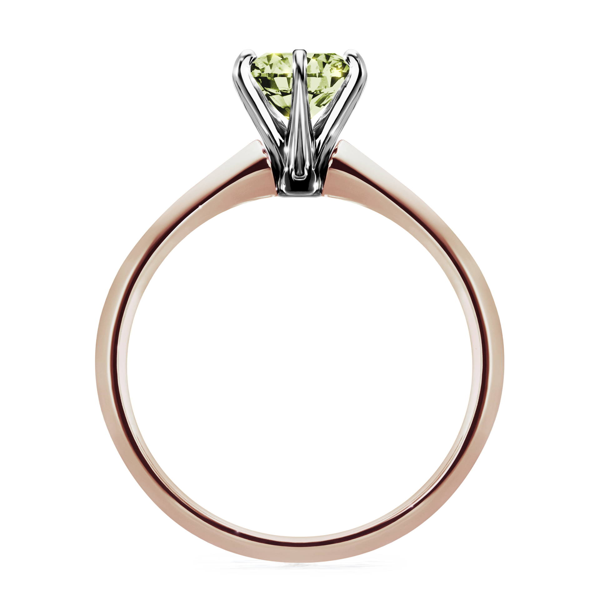 Pierścionek zaręczynowy My Queen z różowego złota z jasnym zielonym diamentem 1,00CT