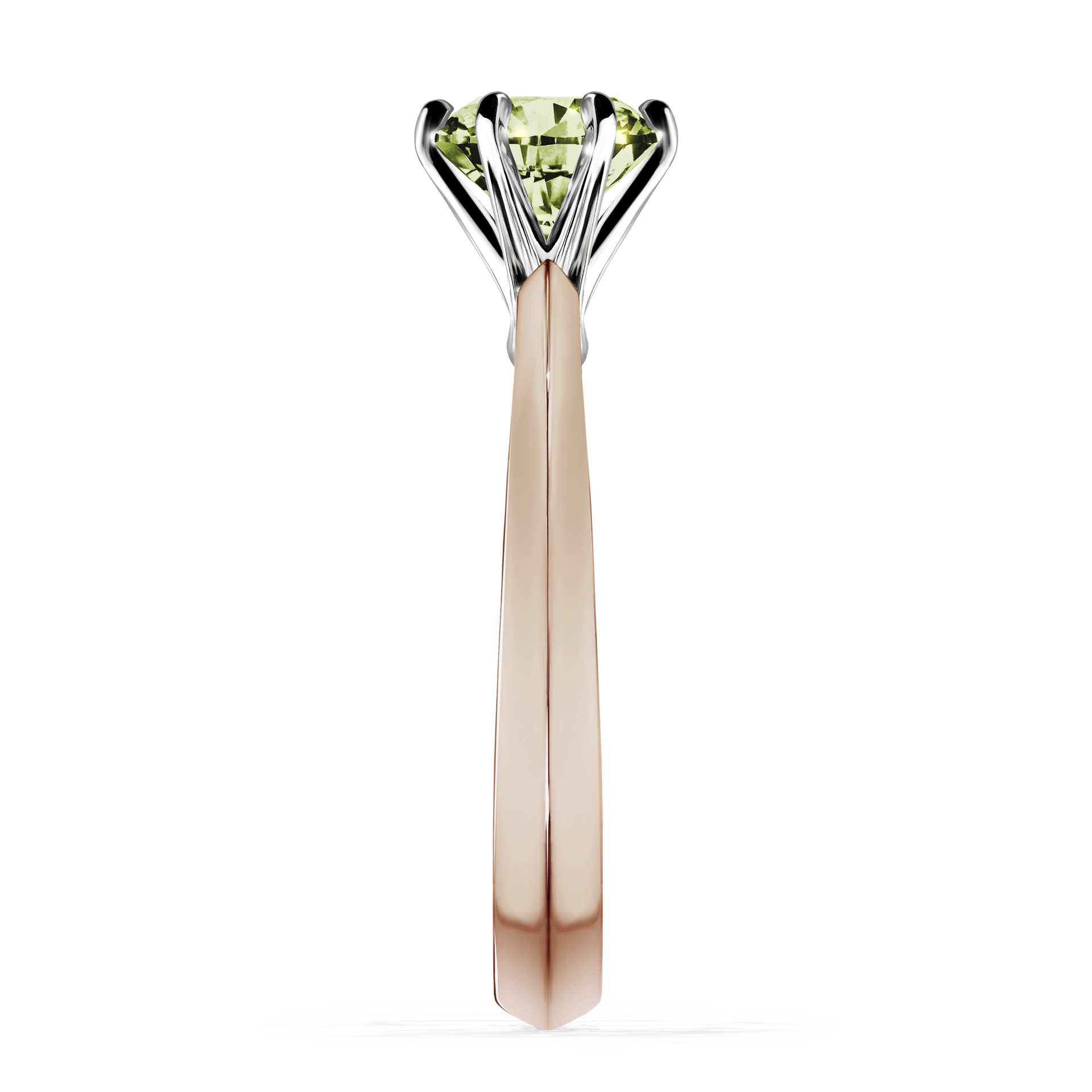 Pierścionek zaręczynowy My Queen z różowego złota z jasnym zielonym diamentem 1,00CT