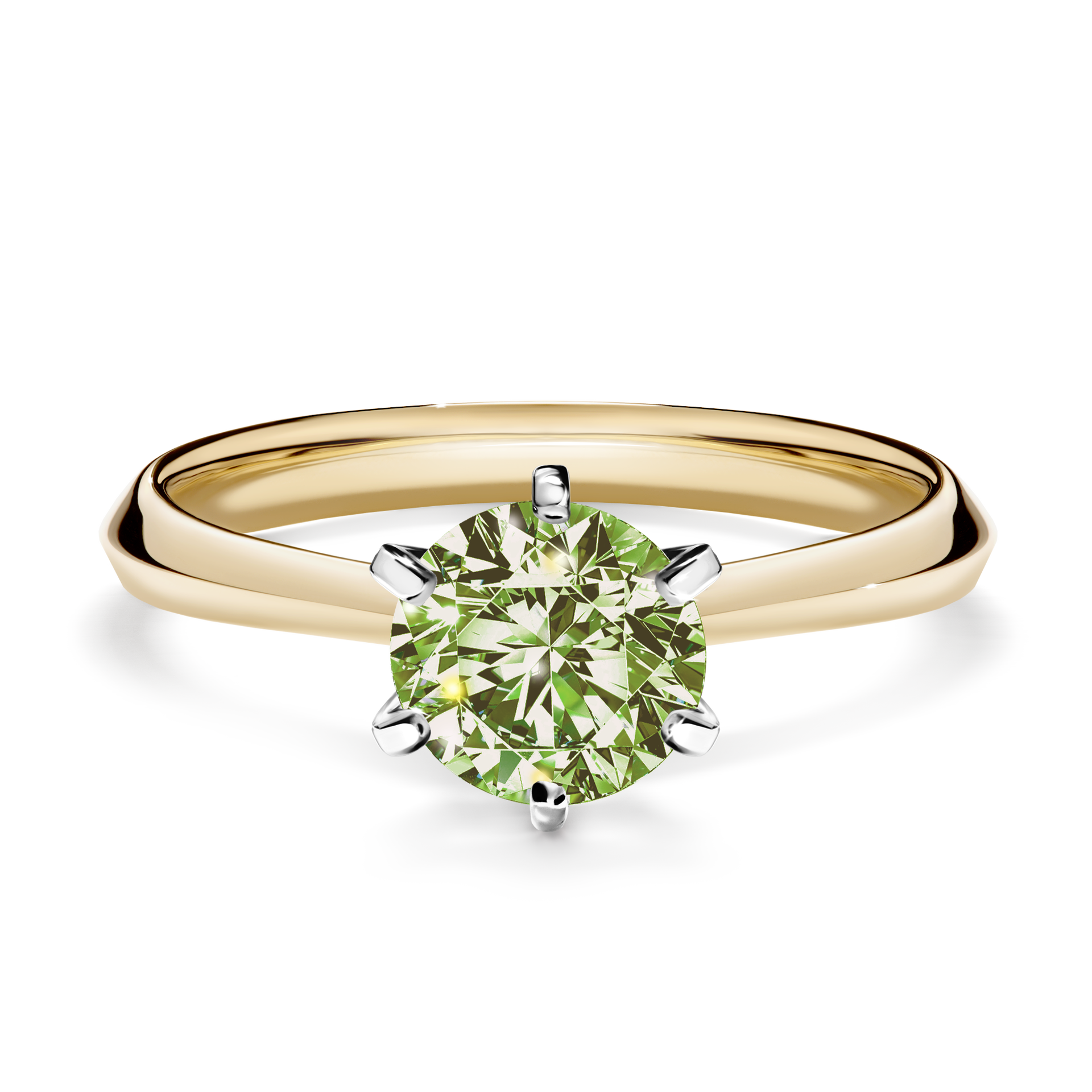 Pierścionek zaręczynowy My Queen z żółtego złota z jasnym zielonym diamentem 1,00CT