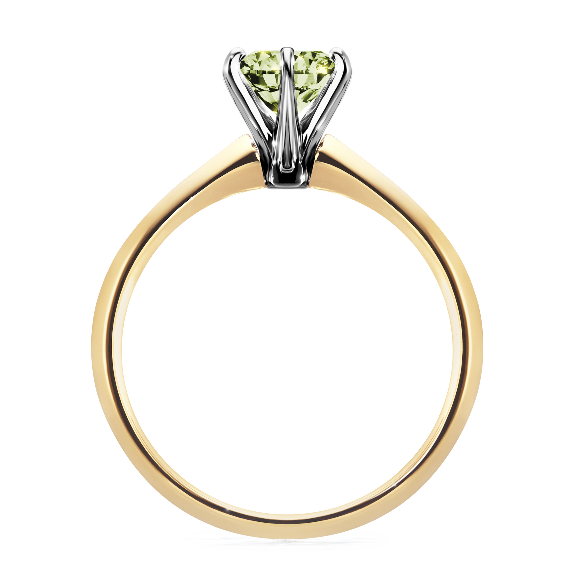 Pierścionek zaręczynowy My Queen z żółtego złota z jasnym zielonym diamentem 1,00CT