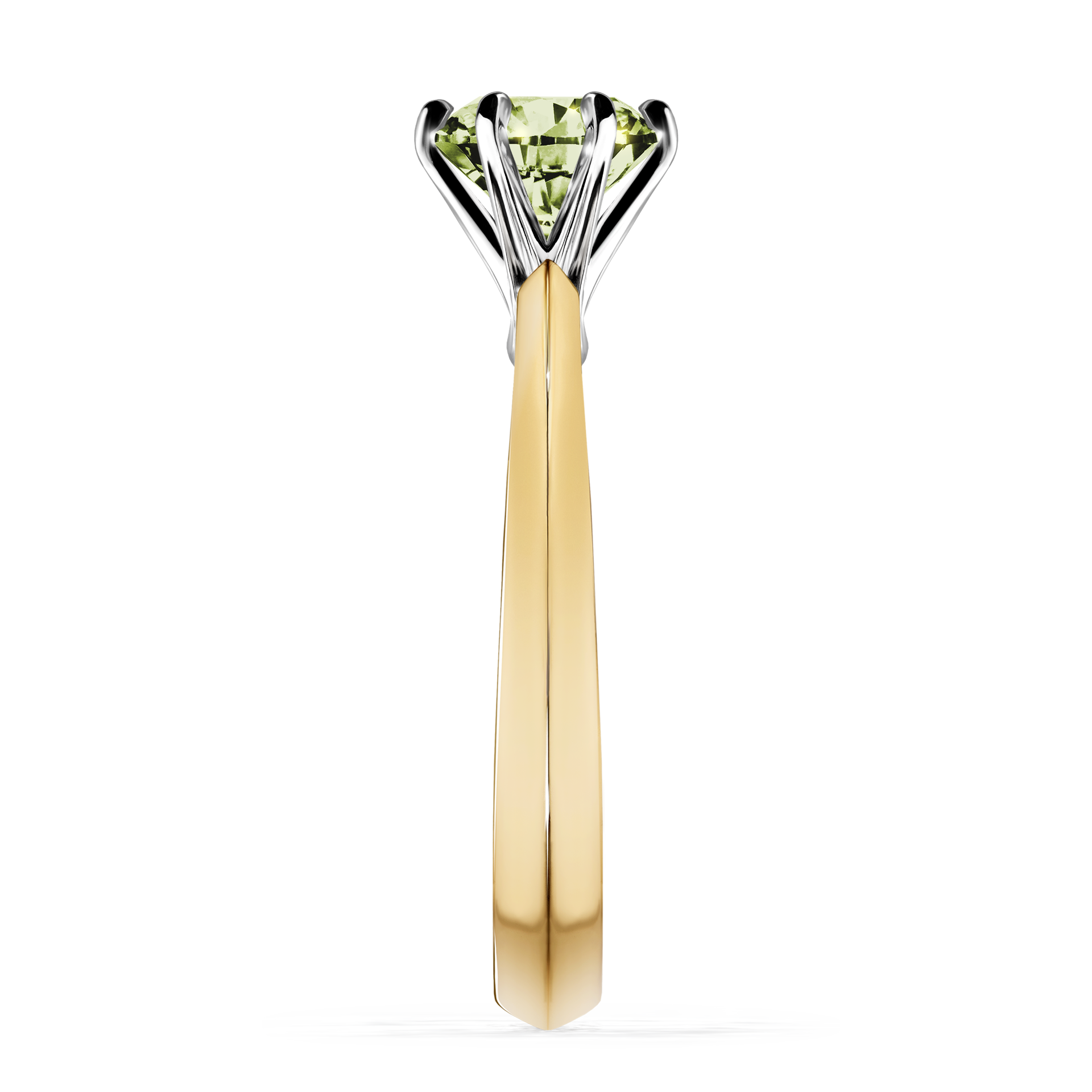 Pierścionek zaręczynowy My Queen z żółtego złota z jasnym zielonym diamentem 1,00CT