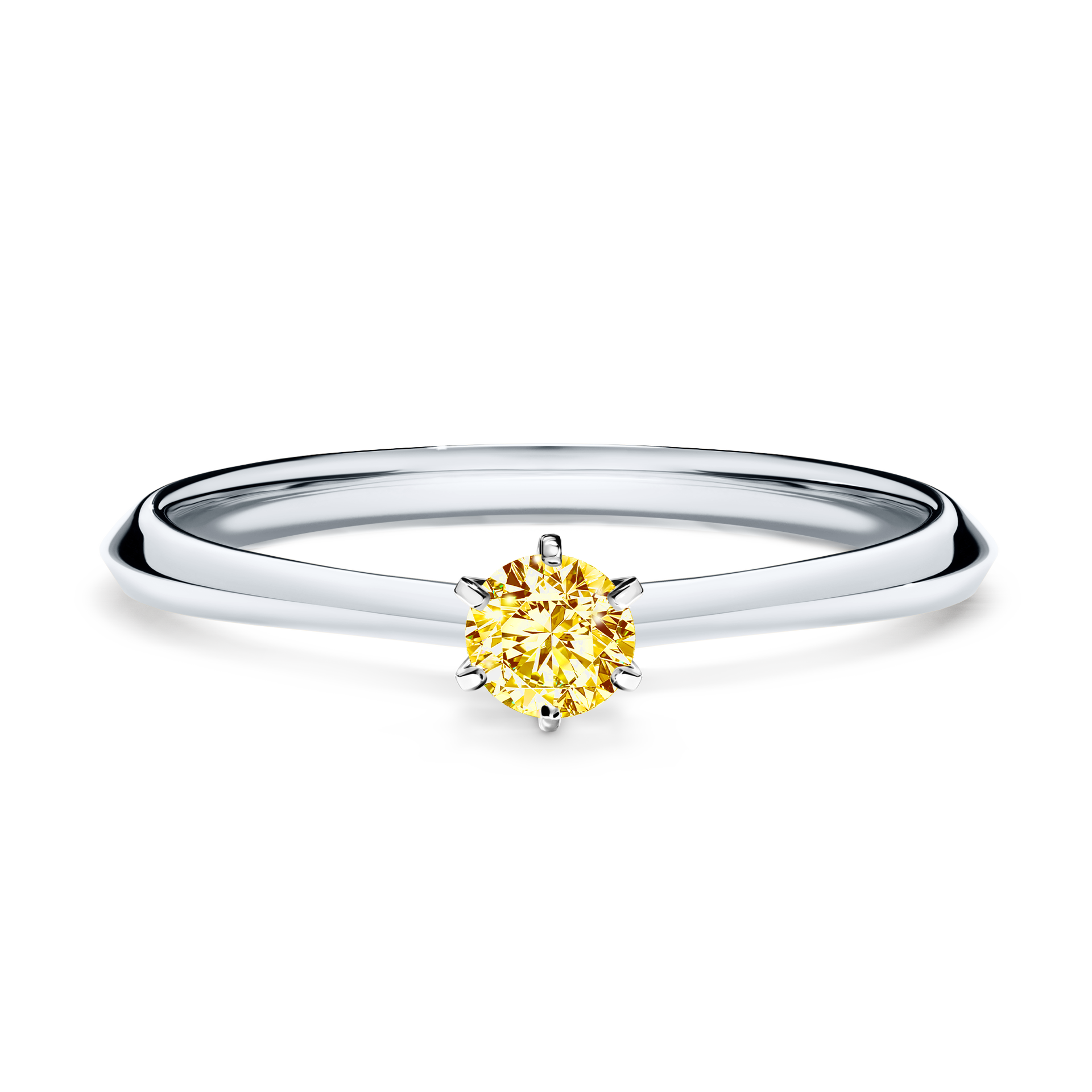 Pierścionek zaręczynowy My Queen z białego złota z żółtym diamentem 0,17CT