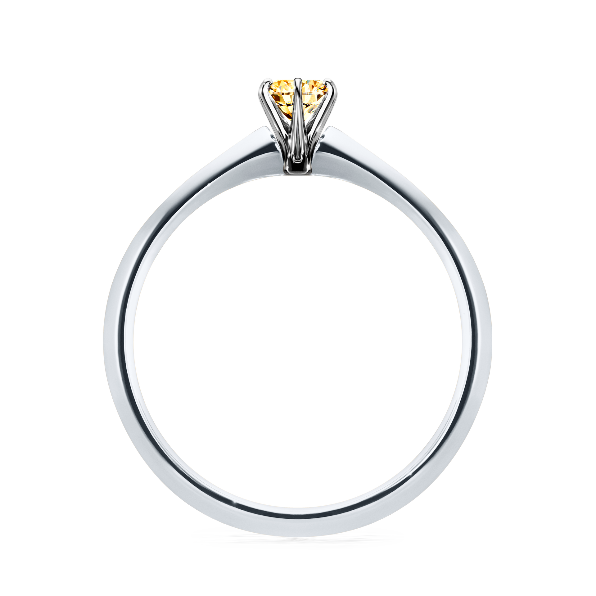 Pierścionek zaręczynowy My Queen z białego złota z żółtym diamentem 0,17CT