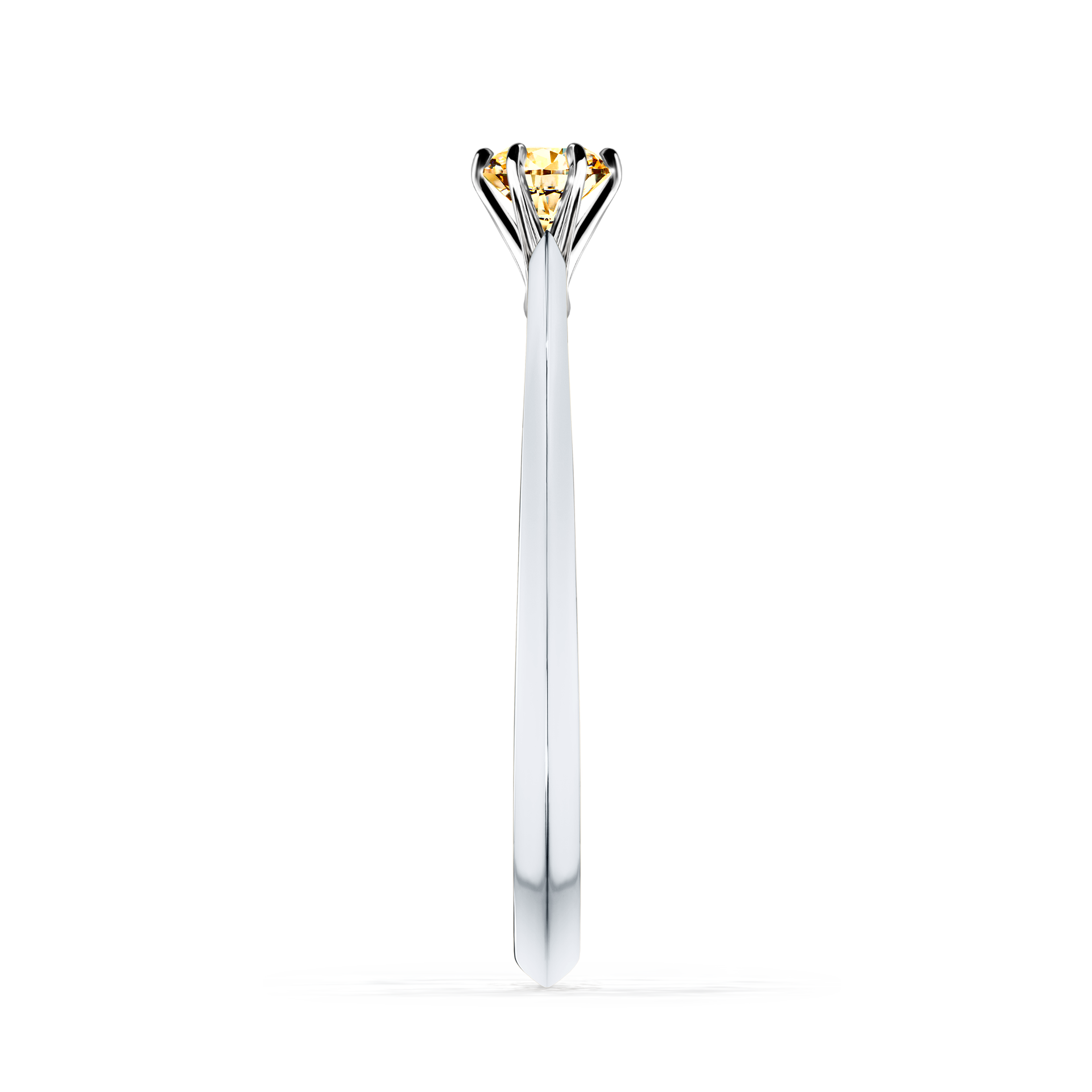 Pierścionek zaręczynowy My Queen z białego złota z żółtym diamentem 0,17CT