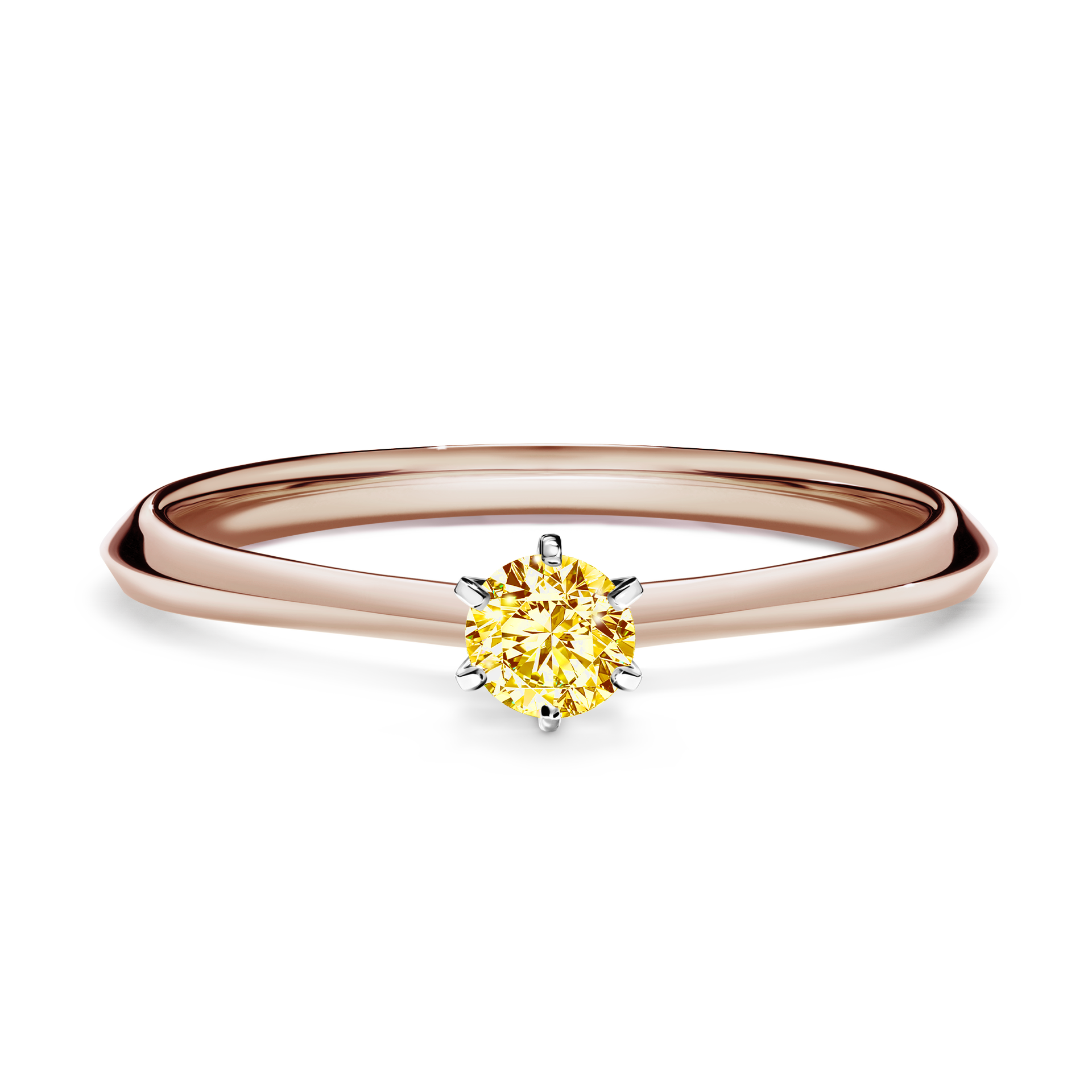 Pierścionek zaręczynowy My Queen z różowego złota z żółtym diamentem 0,17CT