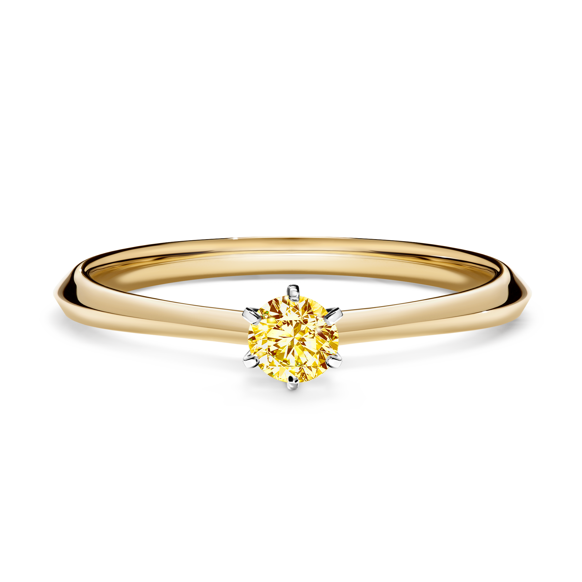 Pierścionek zaręczynowy My Queen z żółtego złota z żółtym diamentem 0,17CT