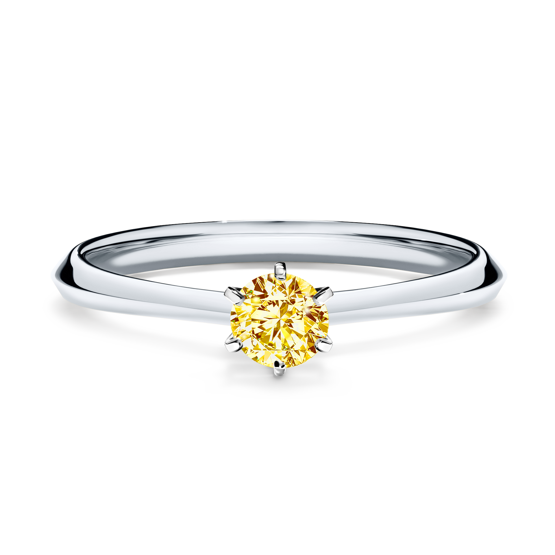 Pierścionek zaręczynowy My Queen z białego złota z żółtym diamentem 0,25CT