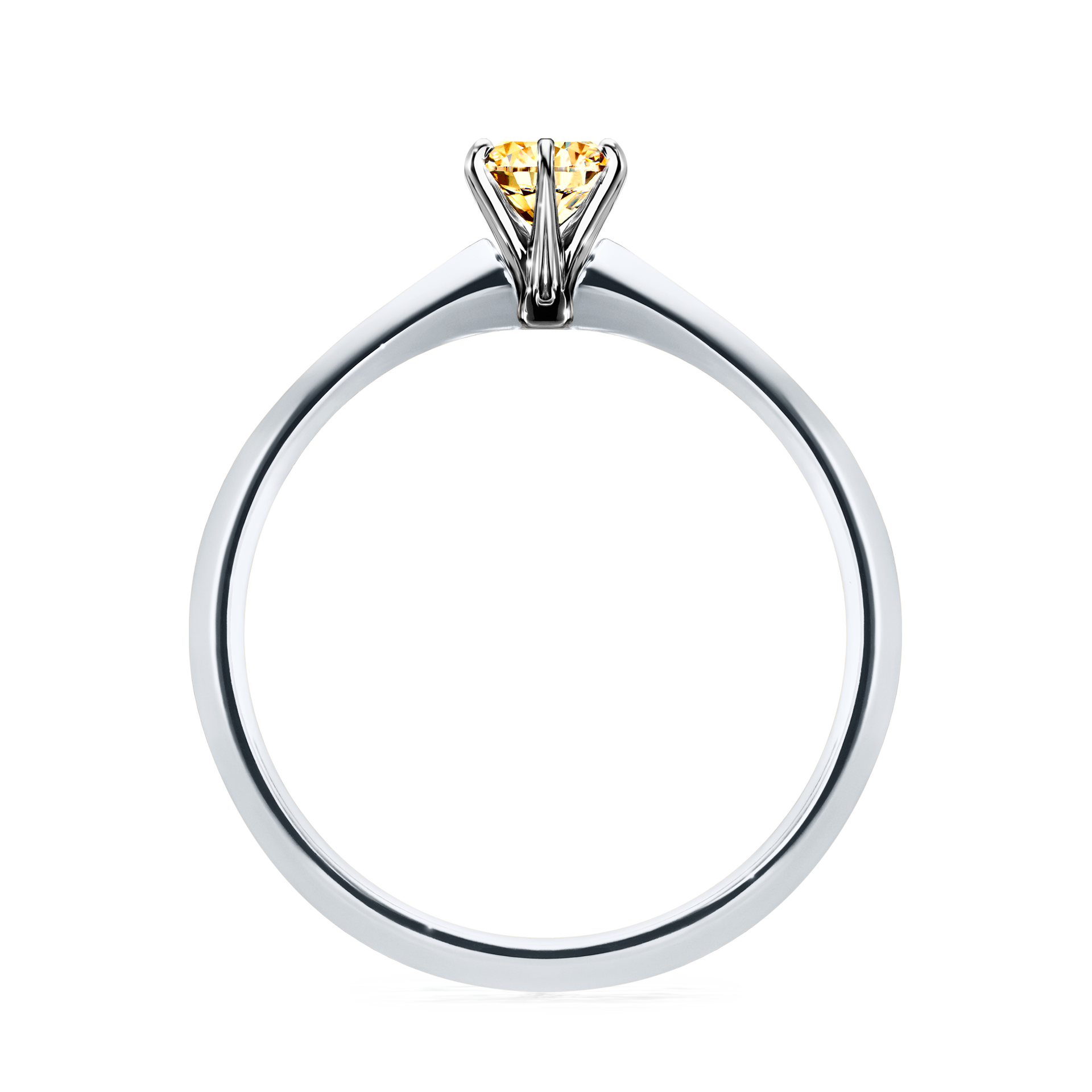 Pierścionek zaręczynowy My Queen z białego złota z żółtym diamentem 0,25CT