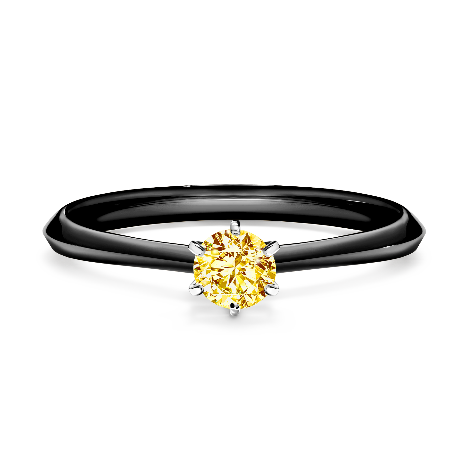 Pierścionek zaręczynowy My Queen z czarnego złota z żółtym diamentem 0,25CT