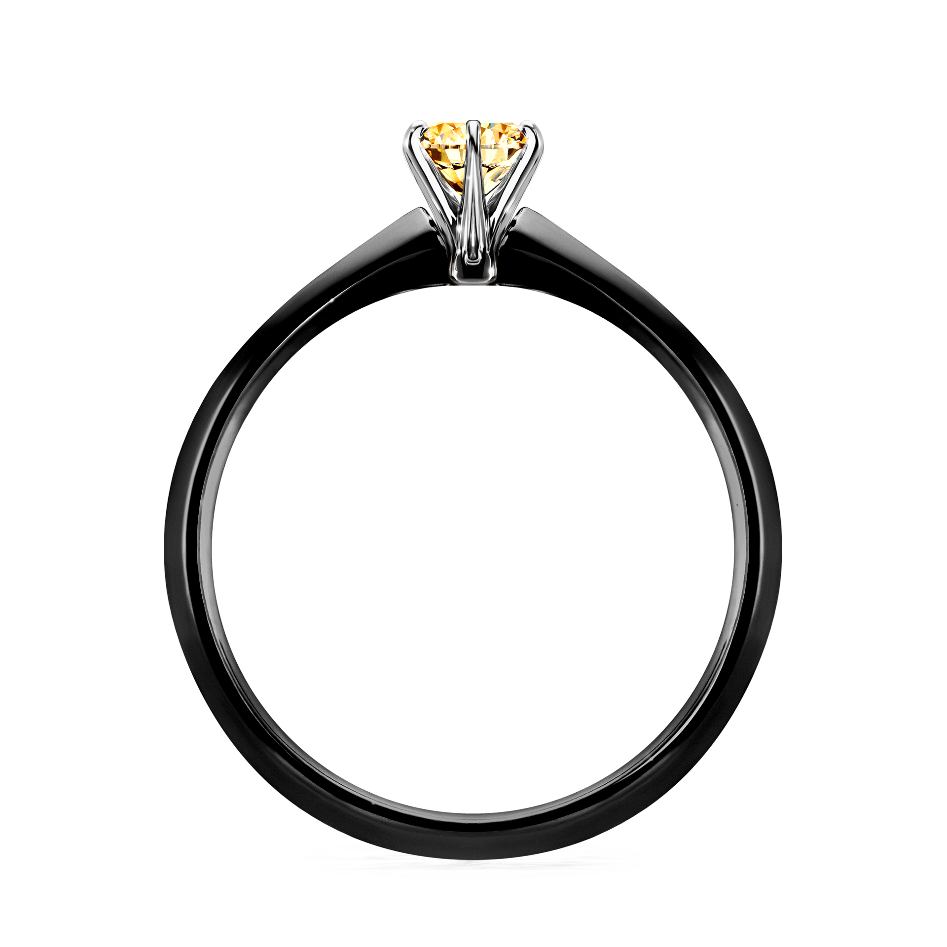 Pierścionek zaręczynowy My Queen z czarnego złota z żółtym diamentem 0,25CT