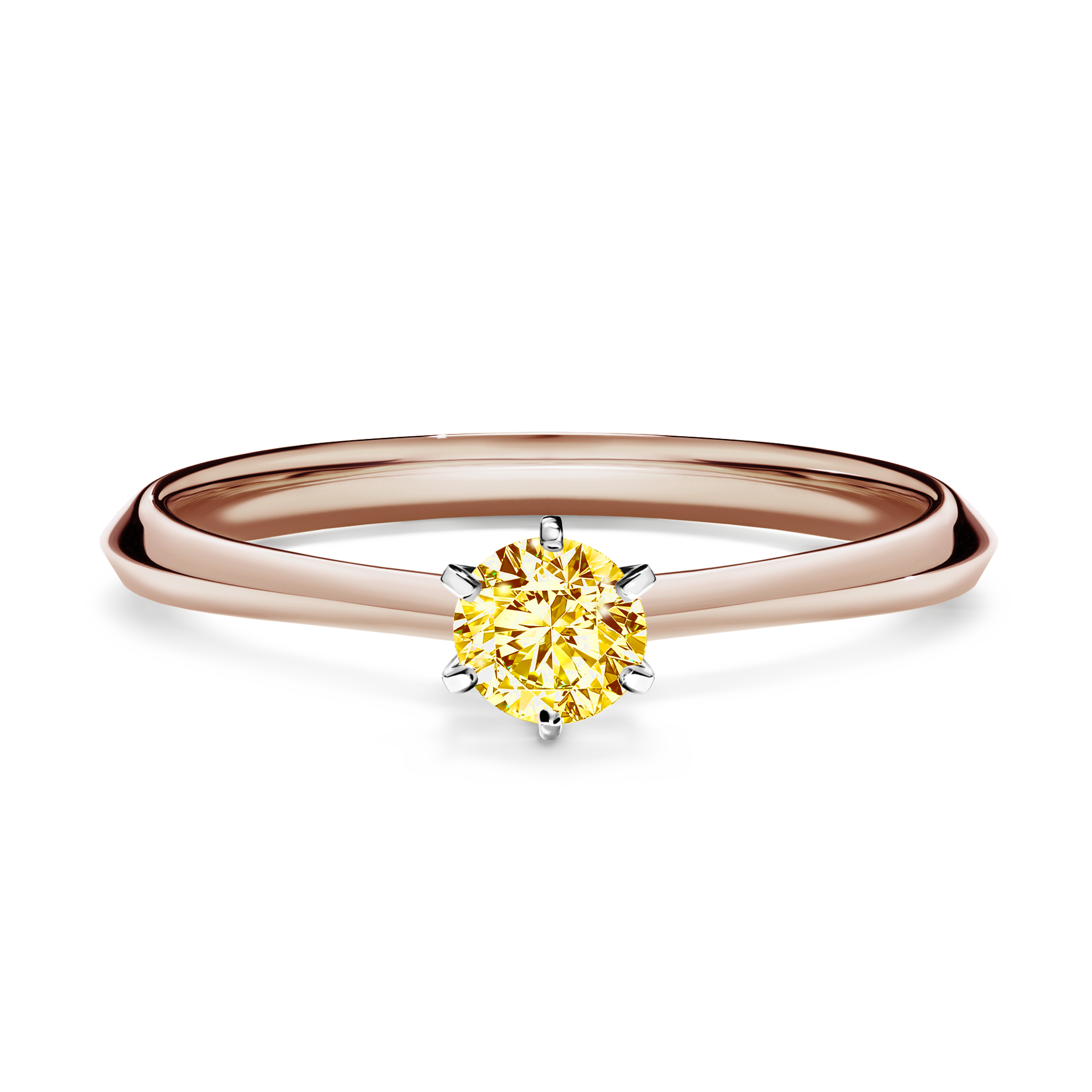 Pierścionek zaręczynowy My Queen z różowego złota z żółtym diamentem 0,25CT