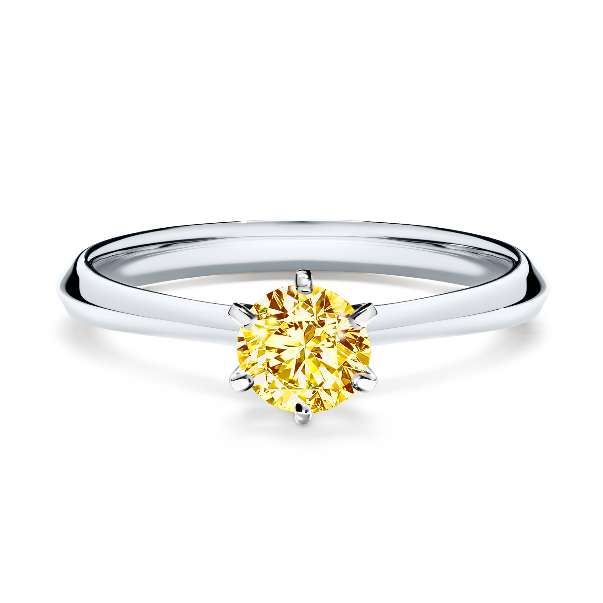 Pierścionek zaręczynowy My Queen z białego złota z żółtym diamentem 0,50CT