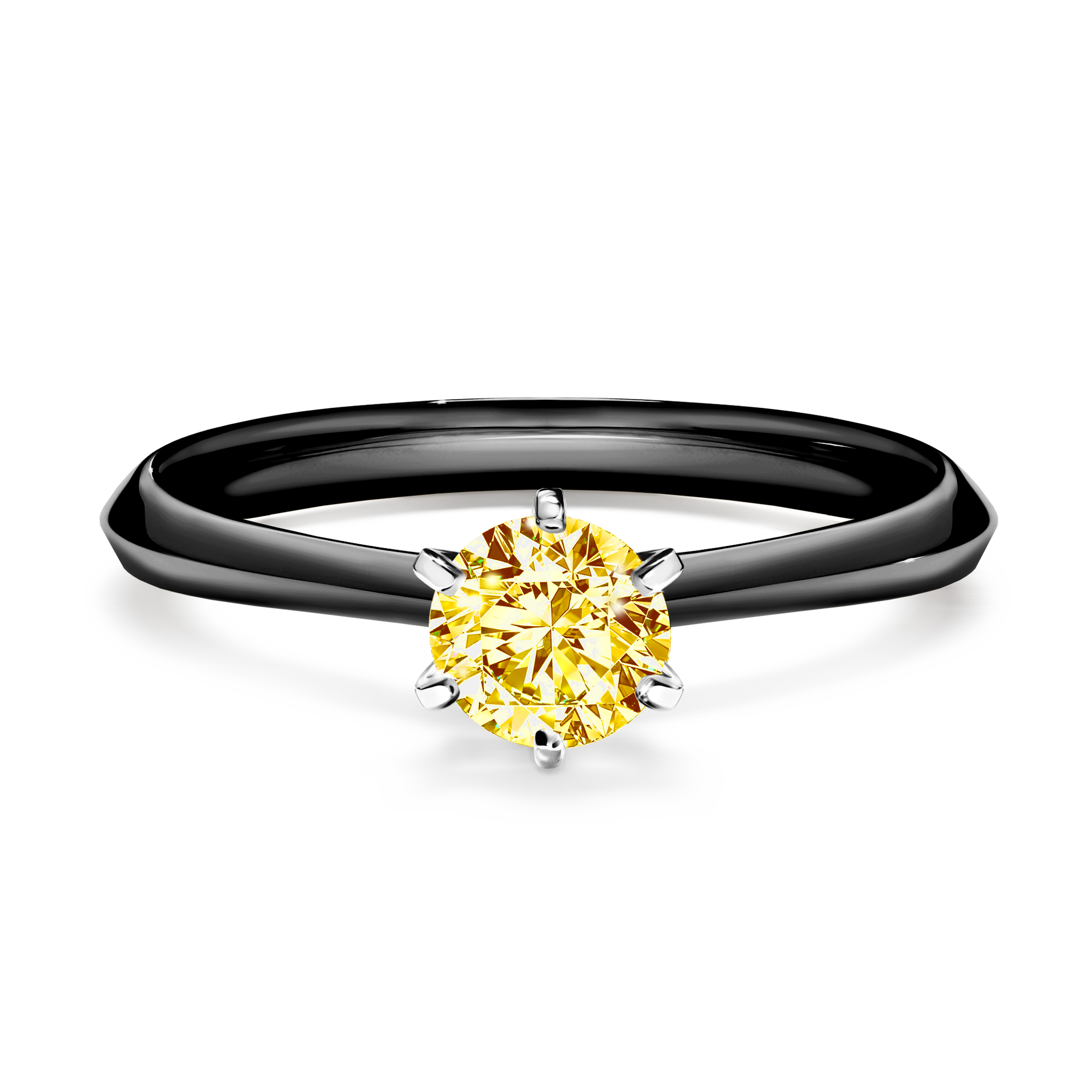 Pierścionek zaręczynowy My Queen z czarnego złota z żółtym diamentem 0,50CT