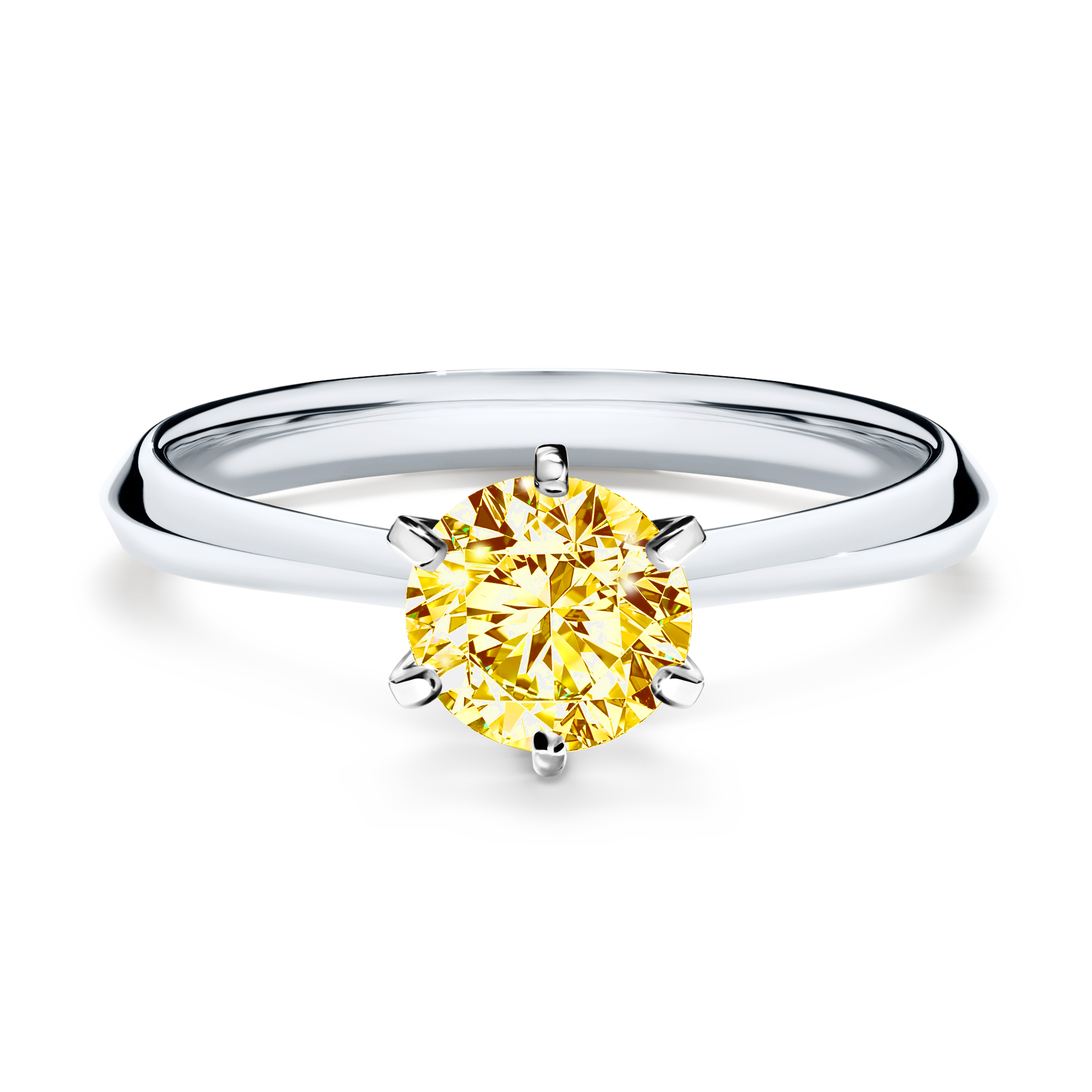 Pierścionek zaręczynowy My Queen z białego złota z żółtym diamentem 0,80CT