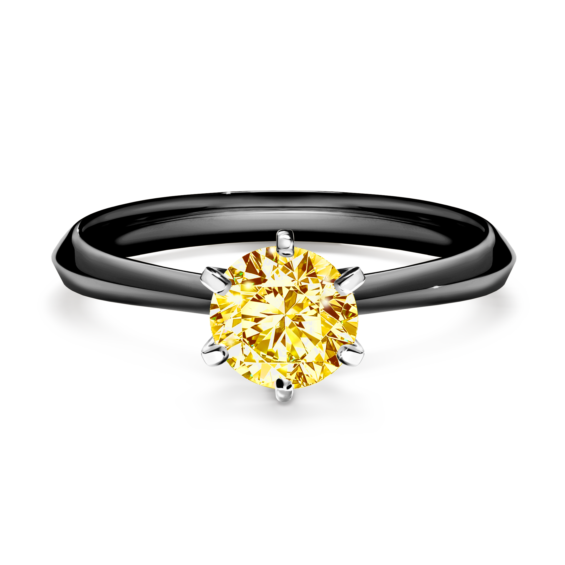 Pierścionek zaręczynowy My Queen z czarnego złota z żółtym diamentem 0,80CT