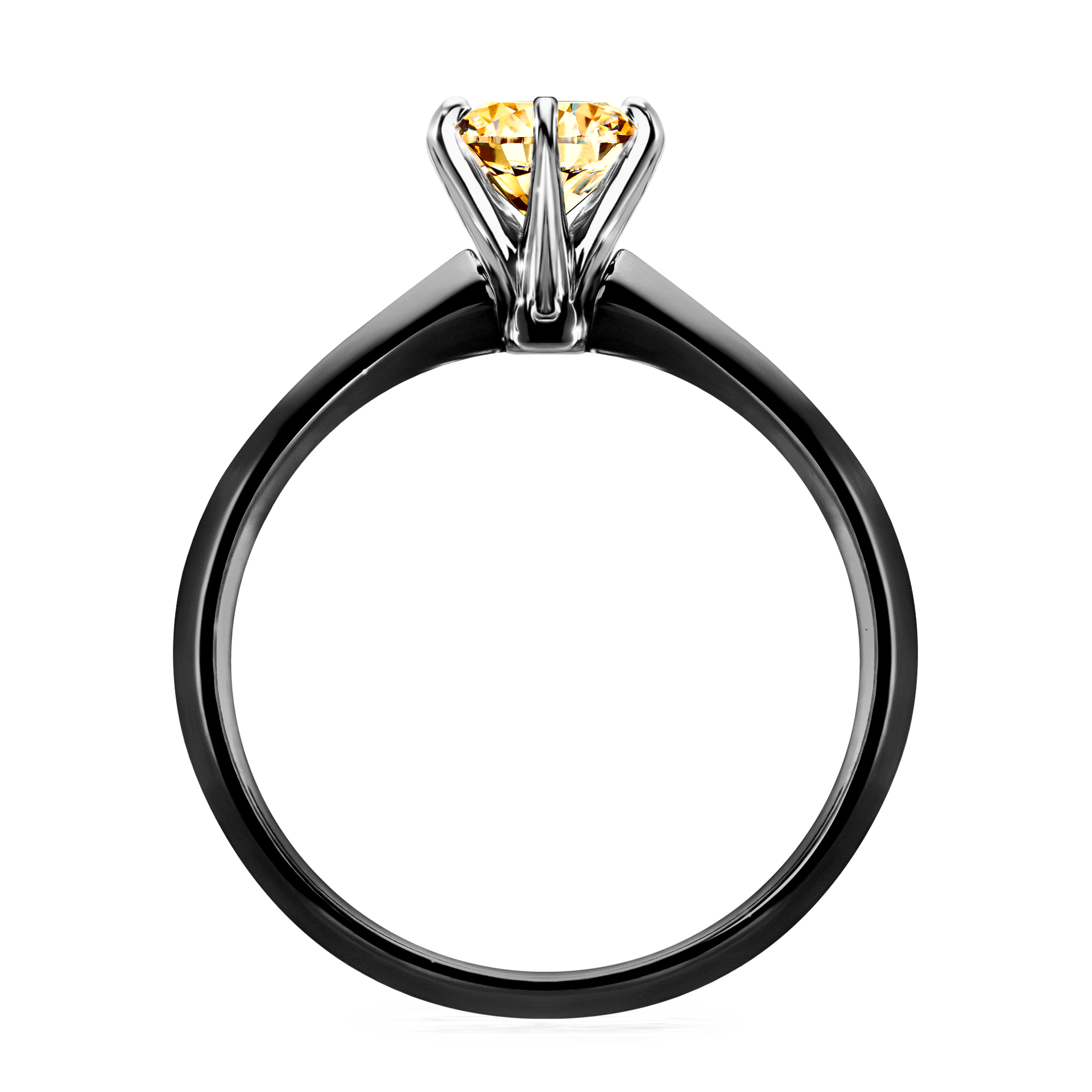 Pierścionek zaręczynowy My Queen z czarnego złota z żółtym diamentem 0,80CT