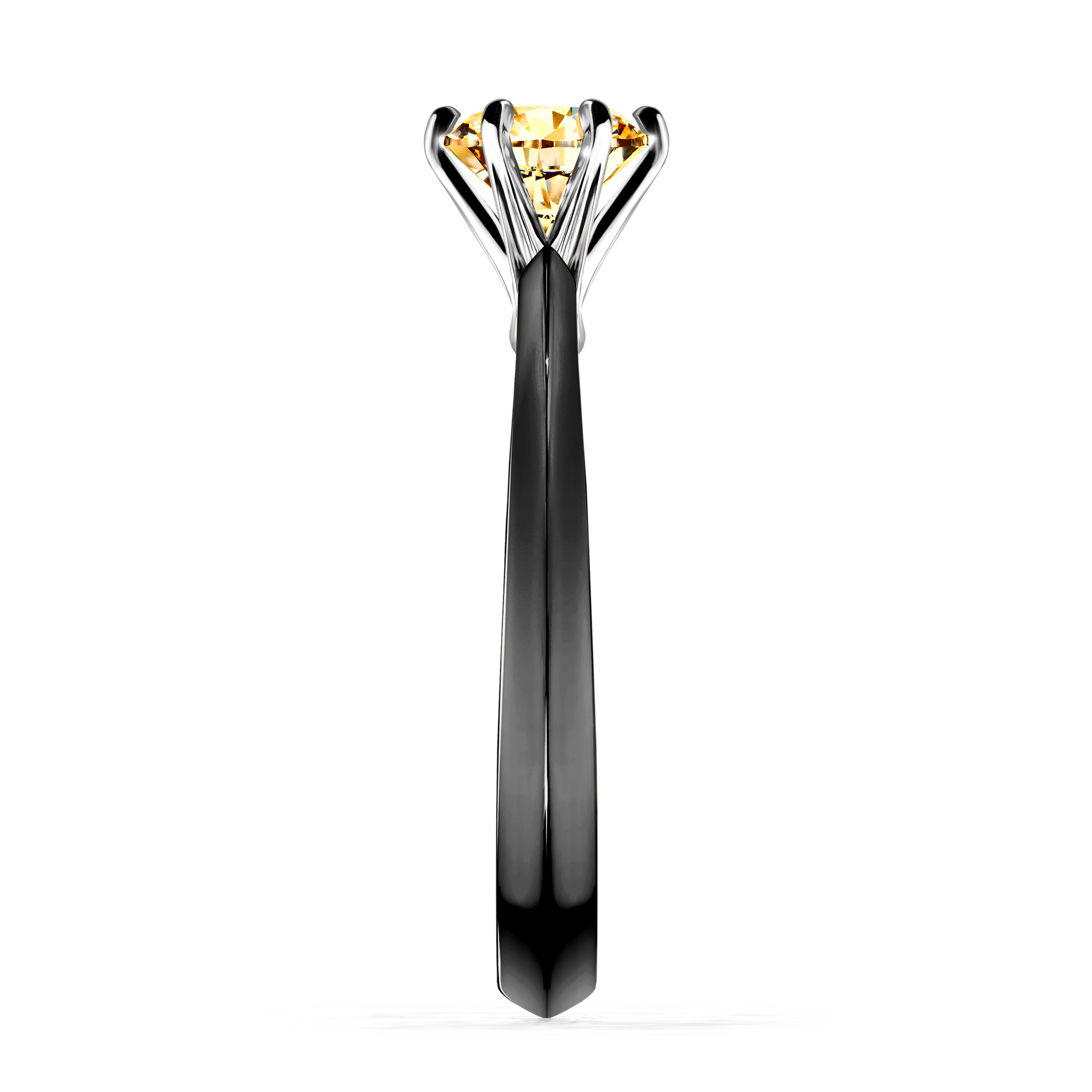 Pierścionek zaręczynowy My Queen z czarnego złota z żółtym diamentem 0,80CT