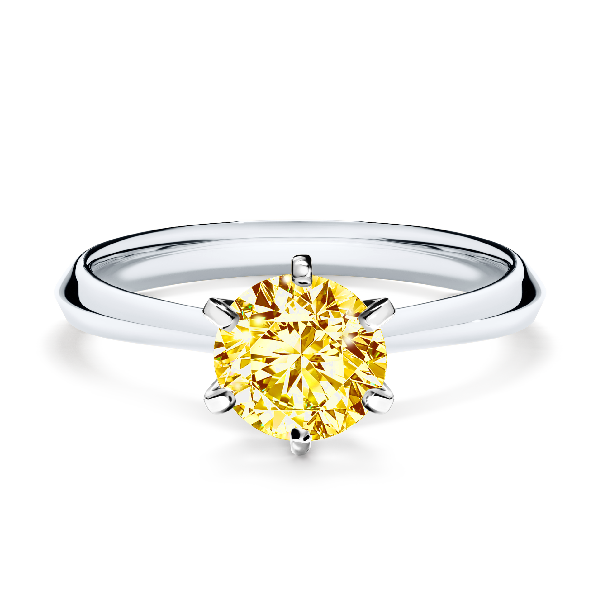 Pierścionek zaręczynowy My Queen z białego złota z żółtym diamentem 1,00CT