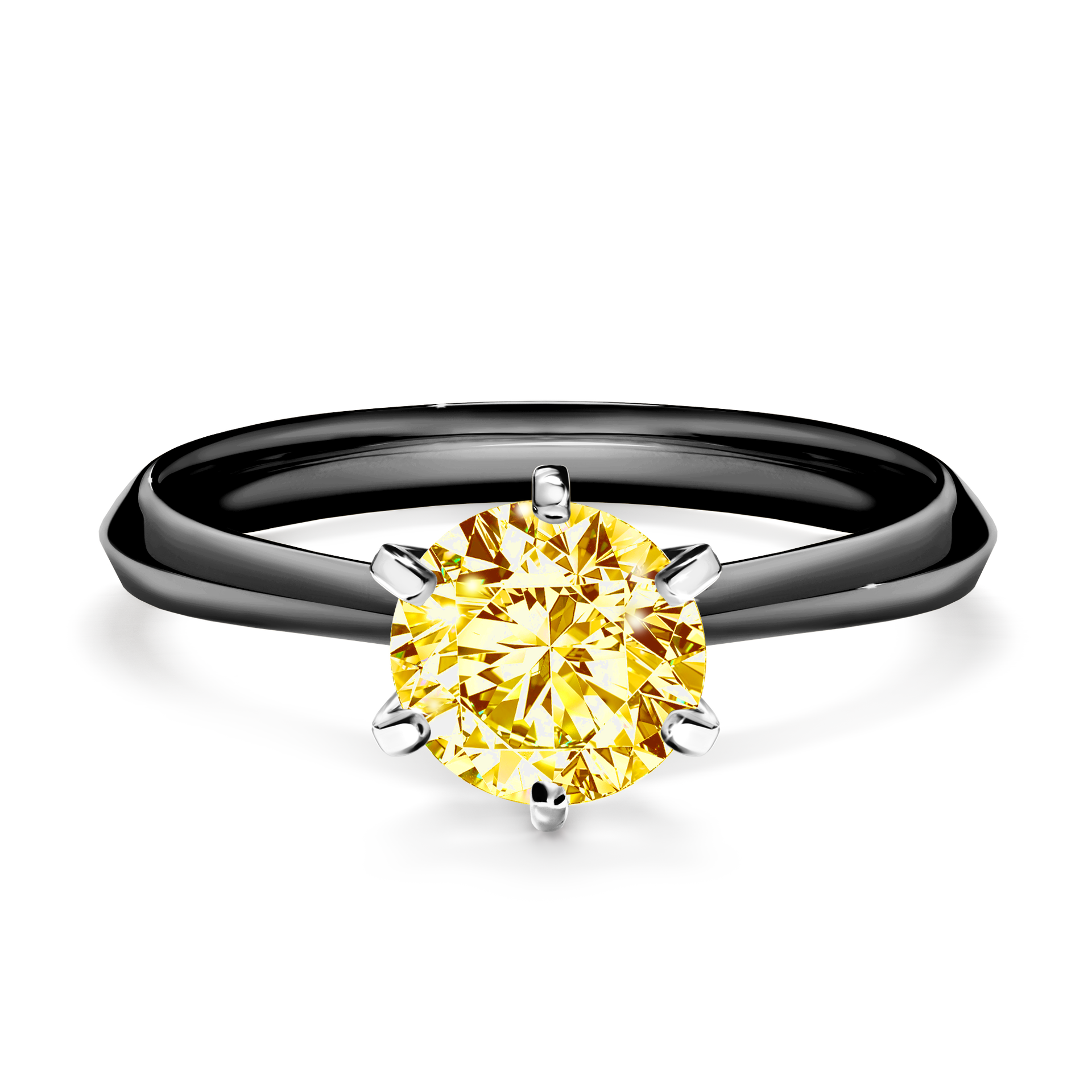 Pierścionek zaręczynowy My Queen z czarnego złota z żółtym diamentem 1,00CT