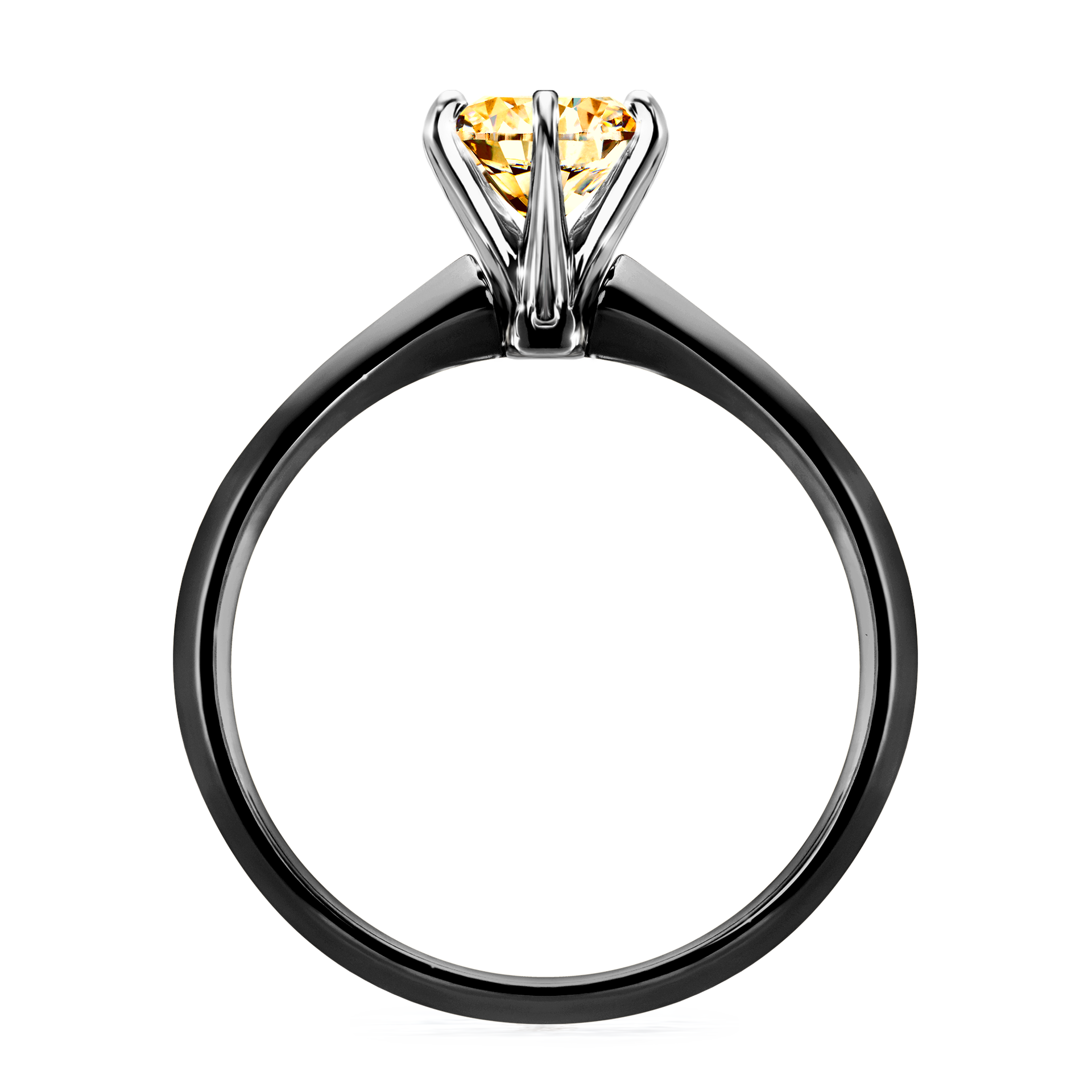 Pierścionek zaręczynowy My Queen z czarnego złota z żółtym diamentem 1,00CT