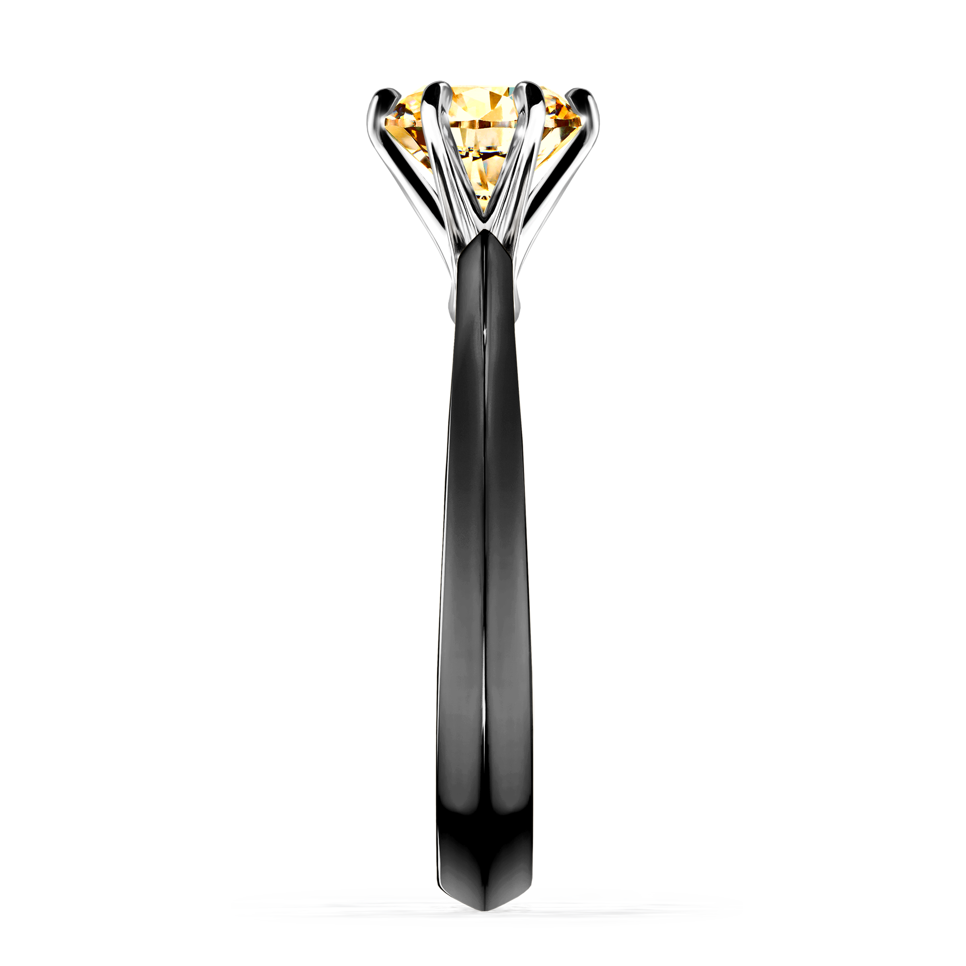 Pierścionek zaręczynowy My Queen z czarnego złota z żółtym diamentem 1,00CT