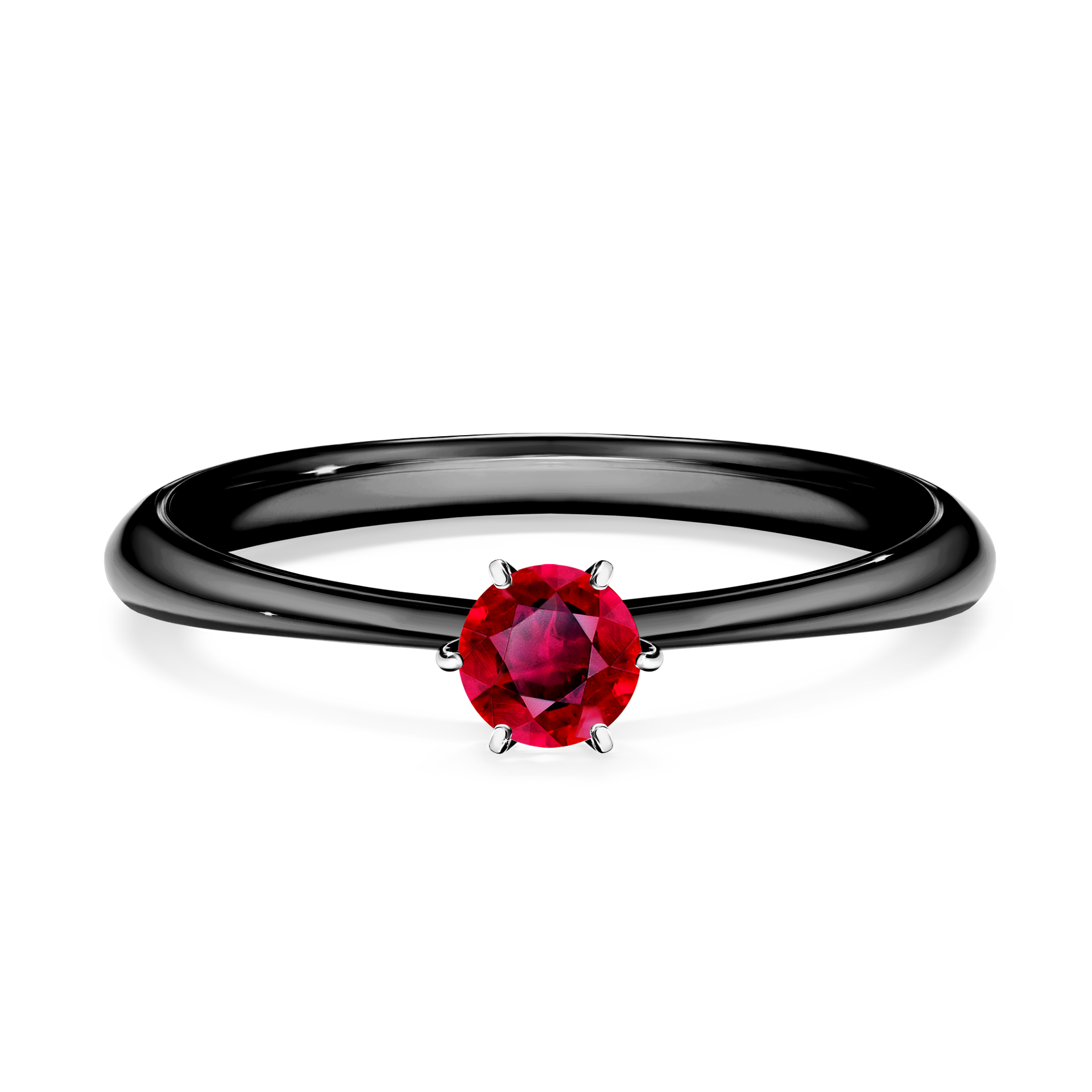 Pierścionek zaręczynowy My Queen z czarnego złota z rubinem 0,25CT