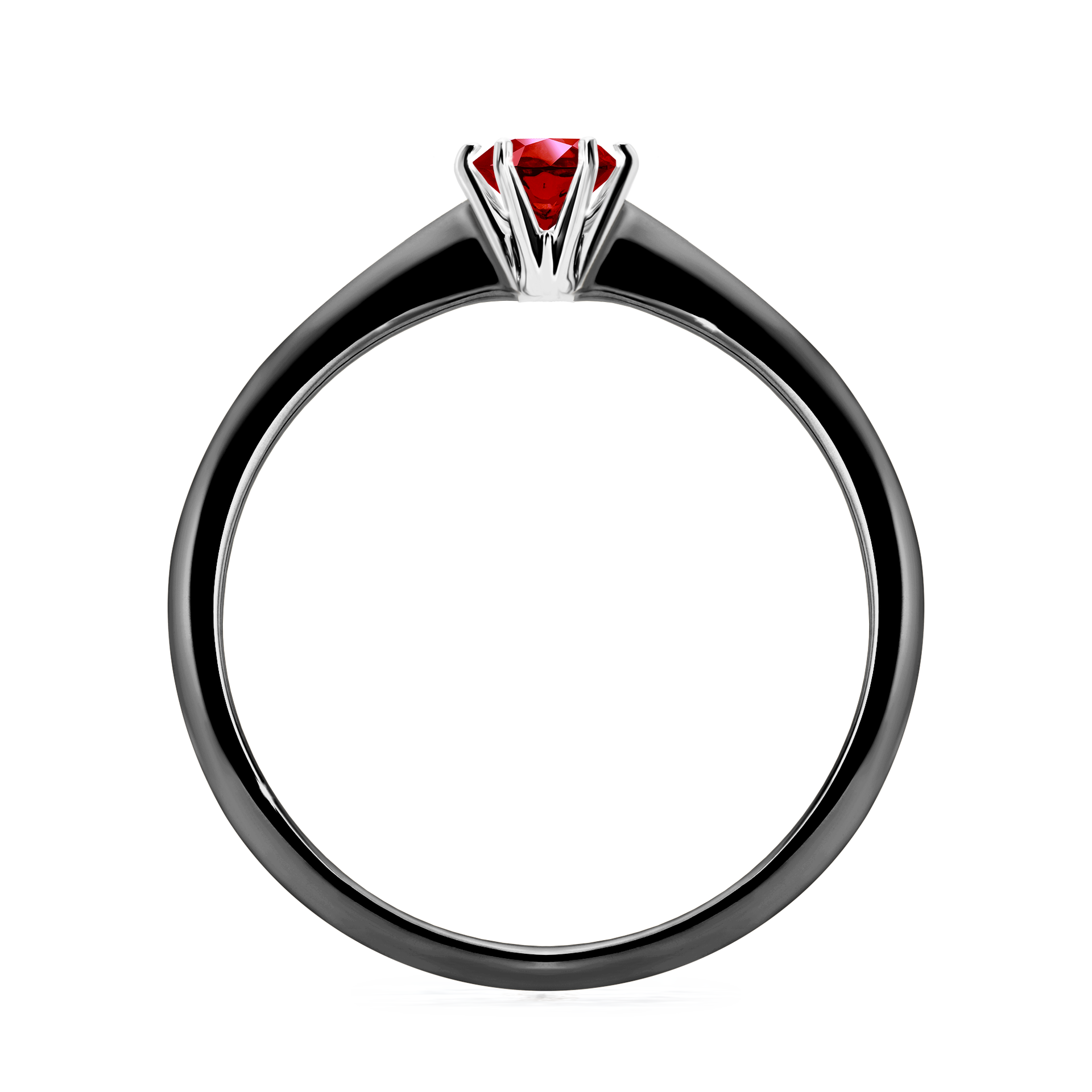Pierścionek zaręczynowy My Queen z czarnego złota z rubinem 0,25CT